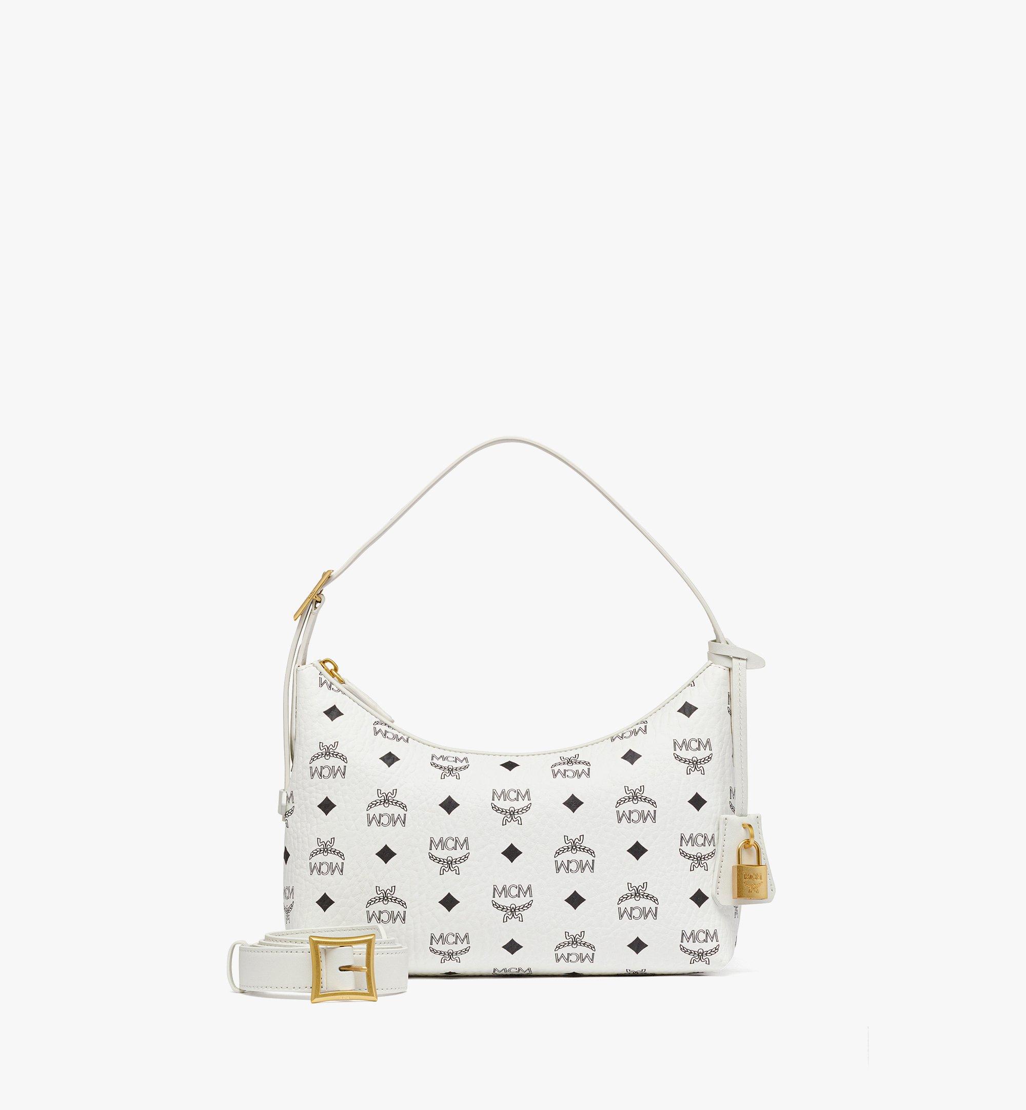 Small Aren Hobo in Visetos White MCM SG