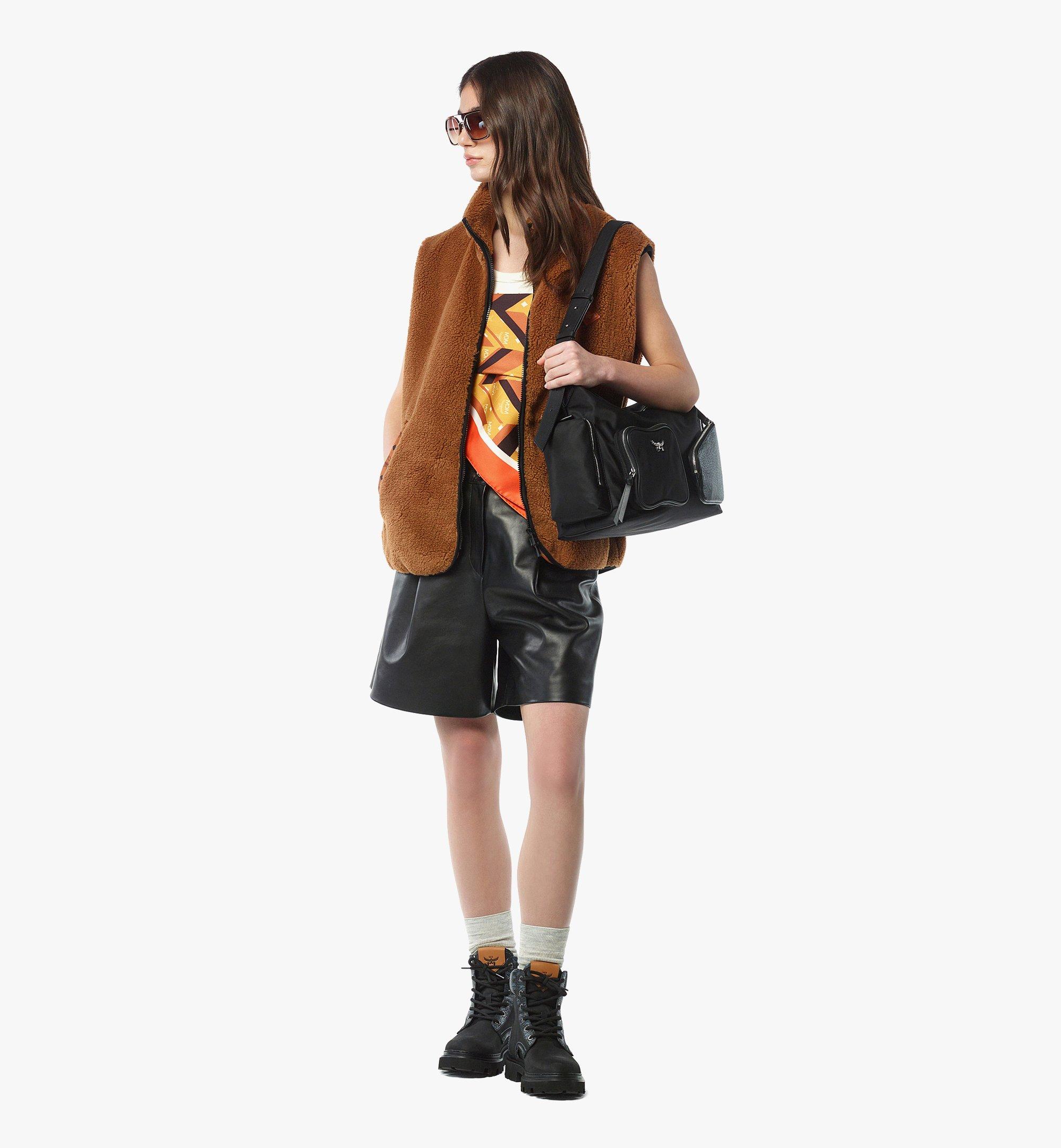 MCM AREN ホーボーバッグ MWHDATA01 BK BK001 レザー ショルダーバッグ ブラック 新品未使用 Medium Aren Zip Hobo in ECONYL® and Monogram Print Leather Black
