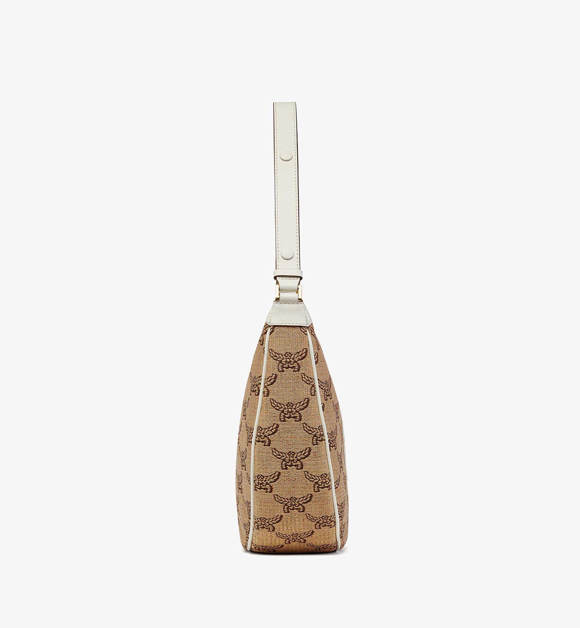 トートバッグ MCM Embroidered Raffia Himmel Ascending Moon Shoulder Bag Mcm Women Embroidered Raffia Himmel Ascending Moon Shoulder