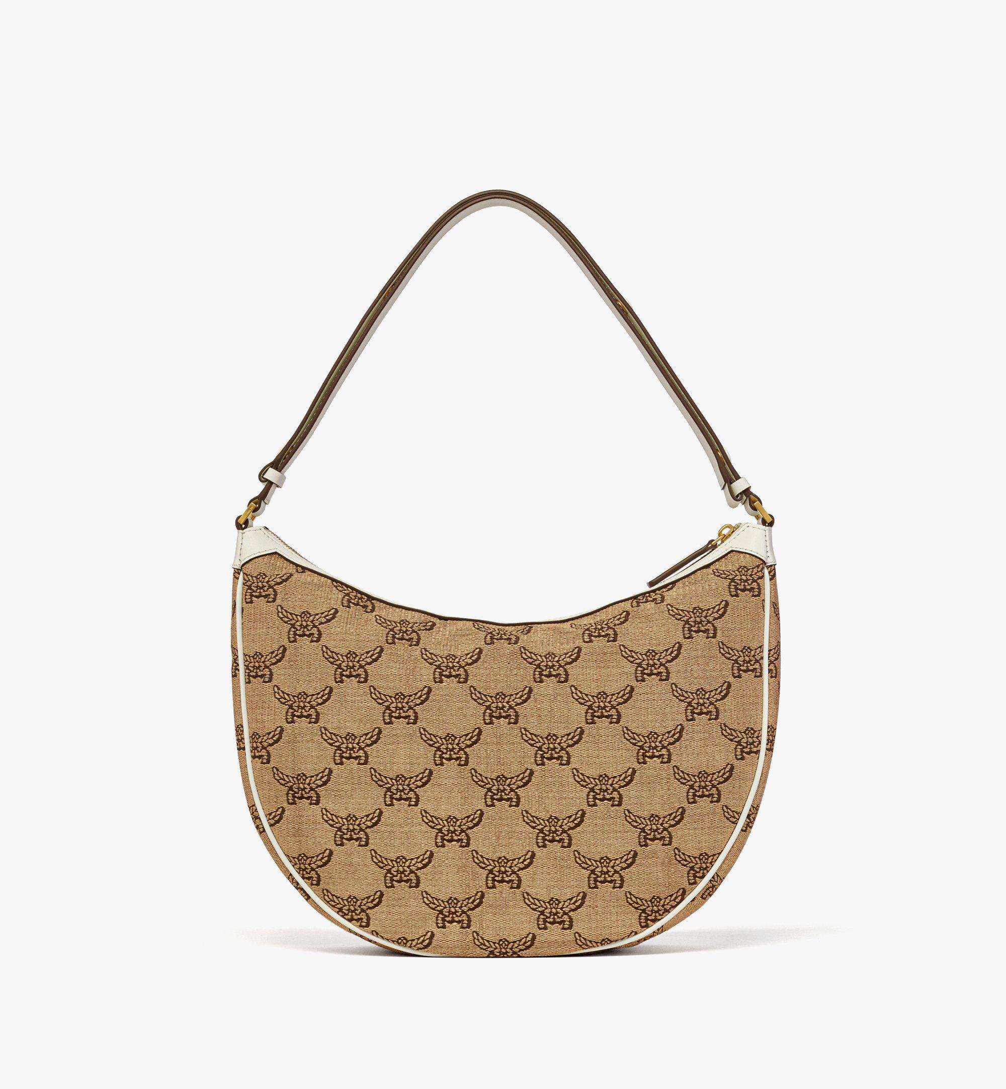 MCM Himmel Ascending Moon Hobo in Lauretos Raffia Jacquard Beige MWHFSAC03IN001 Alternate View 3