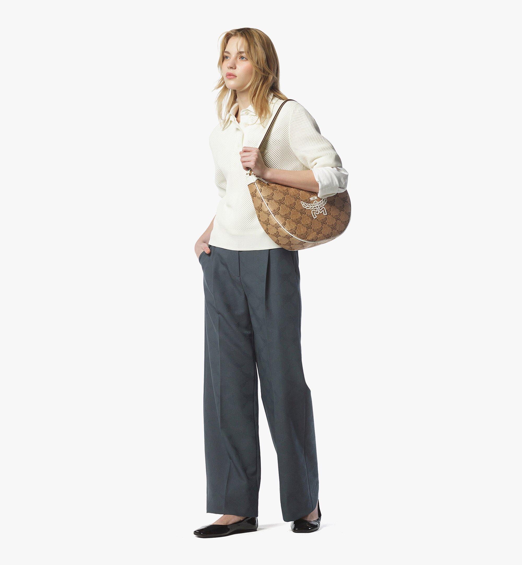 MCM Himmel Ascending Moon Hobo in Lauretos Raffia Jacquard Beige MWHFSAC03IN001 Alternate View 2