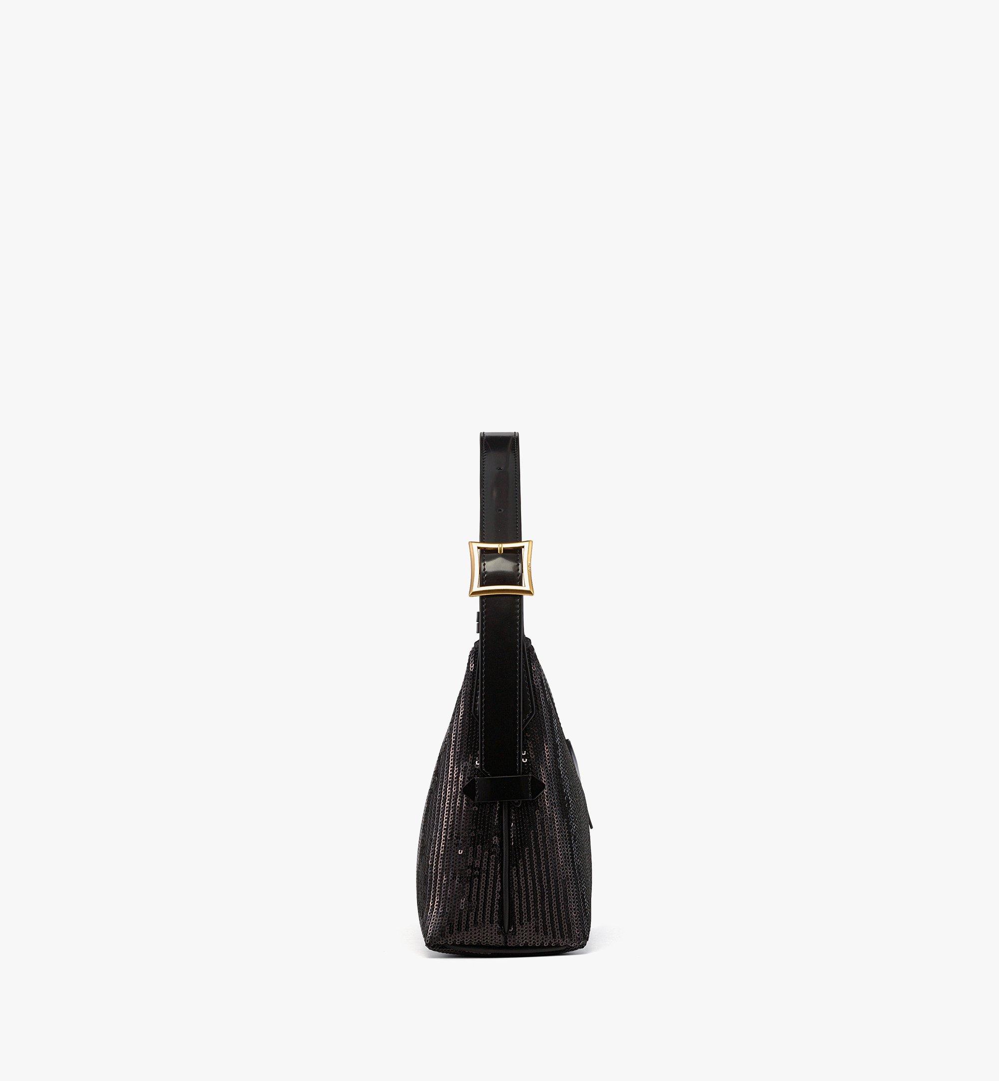 MCM Aren 시퀸 램스킨 호보 Black MWHFSTA01BK001 다른 각도 보기 1
