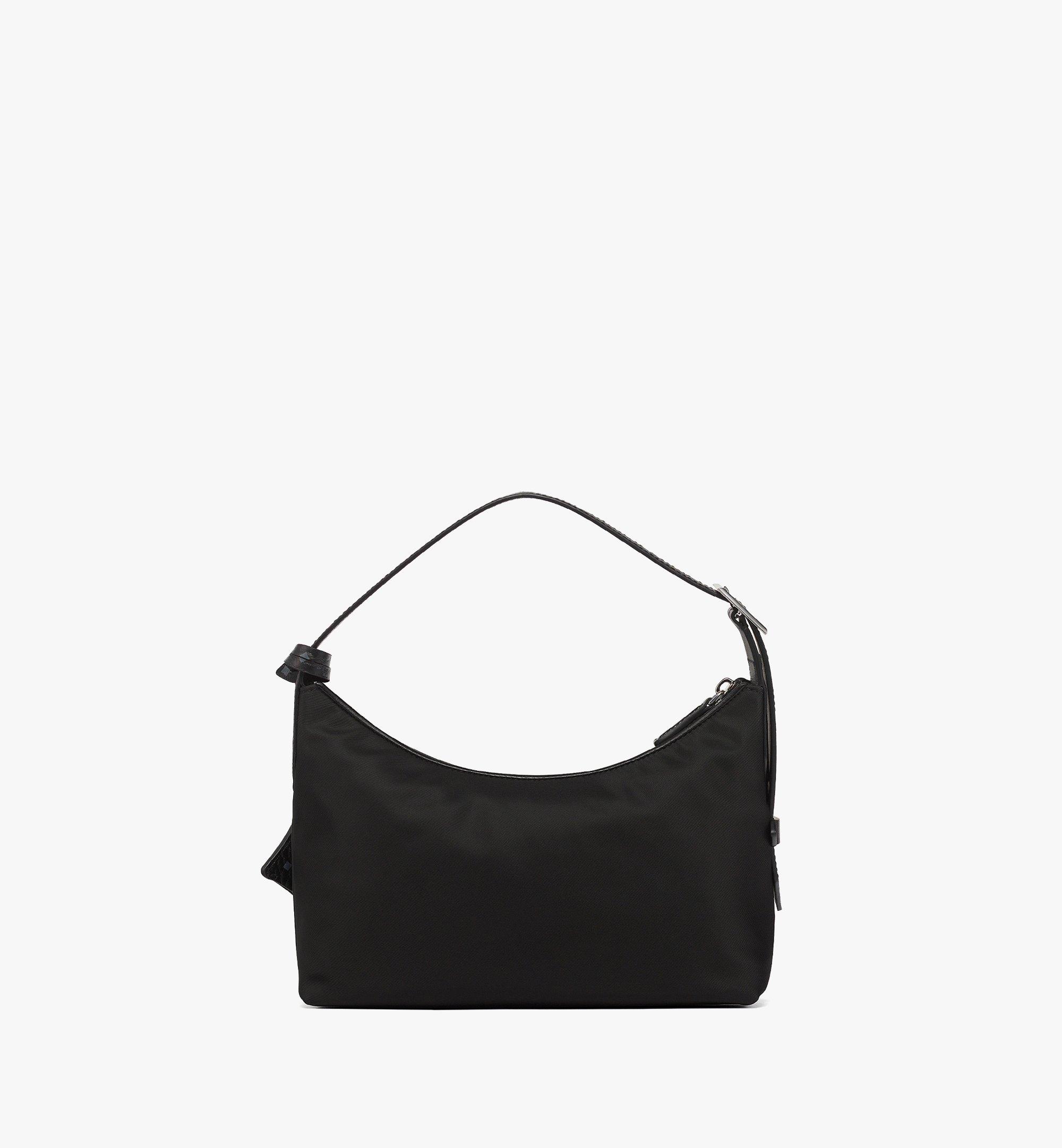 MCM Aren Hobo in Recycled Nylon and Monogram Print Leather Black MWHFSTA09BK001 Alternate View 3