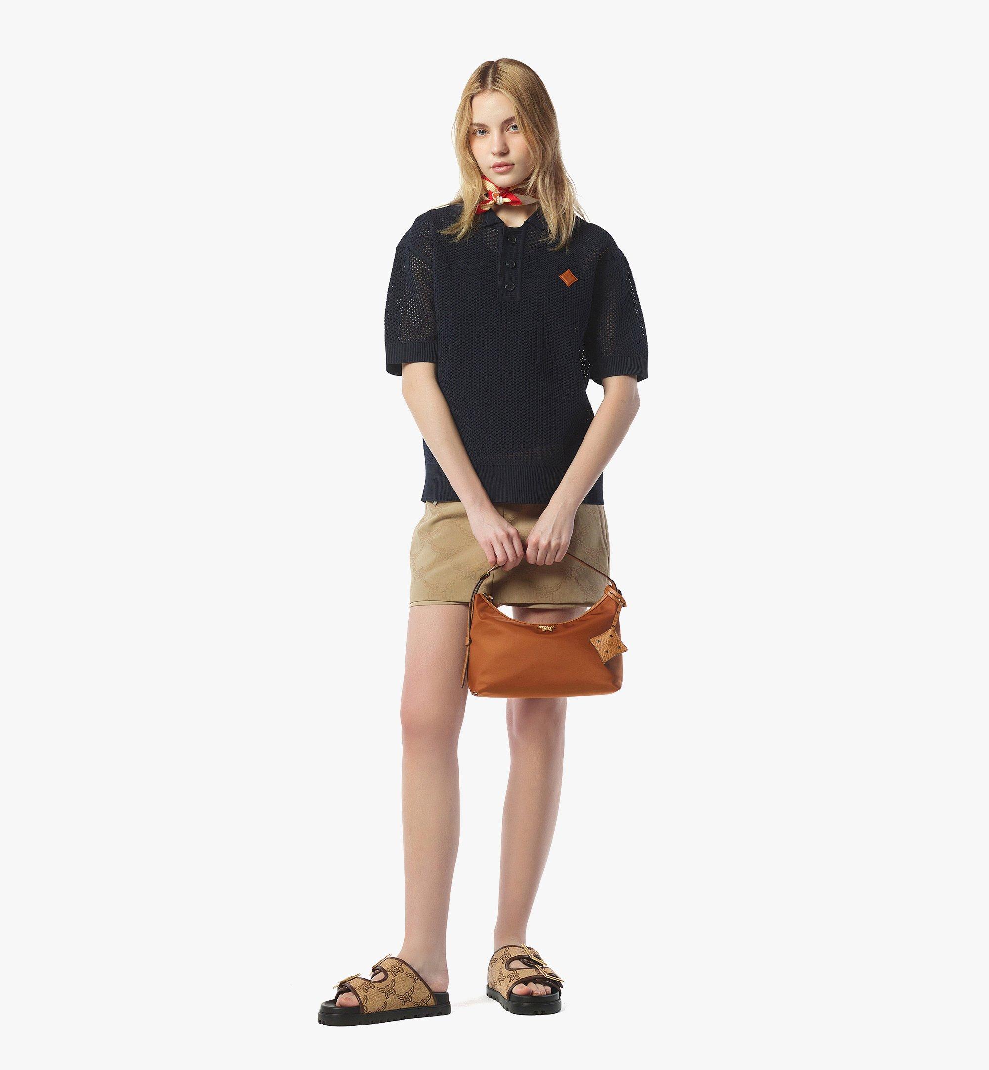 Small Aren Hobo in Recycled Nylon and Monogram Print Leather