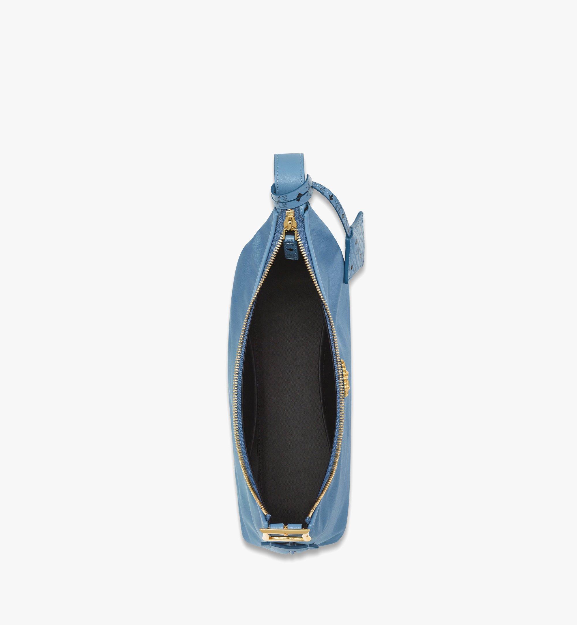 MCM Aren Hobo in Recycled Nylon and Monogram Print Leather Blue MWHFSTA09E4001 Alternate View 2