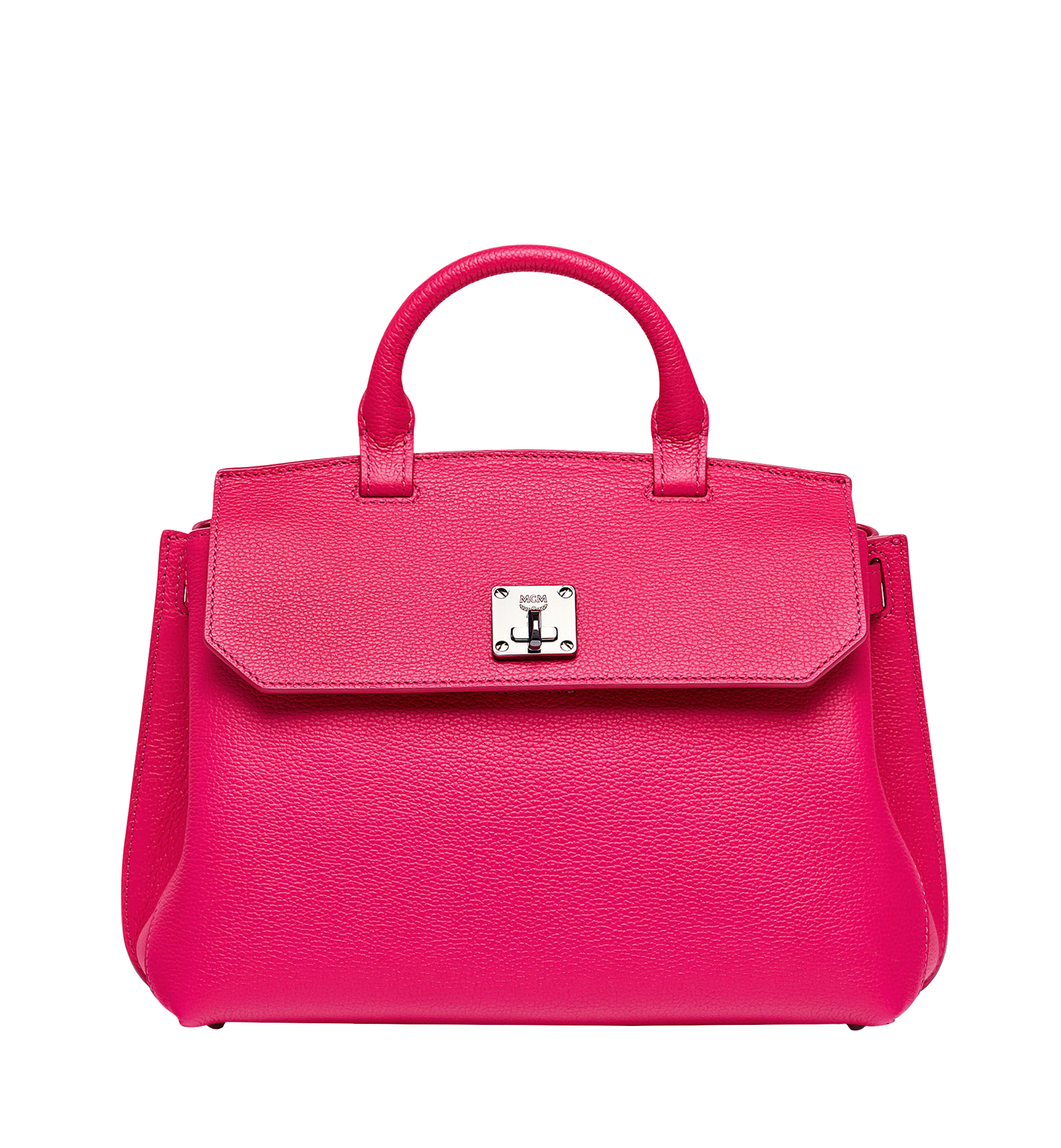 MCM Milla Satchel in Grained Leather PINK MWK6AMA26PU001 Alternate View 1