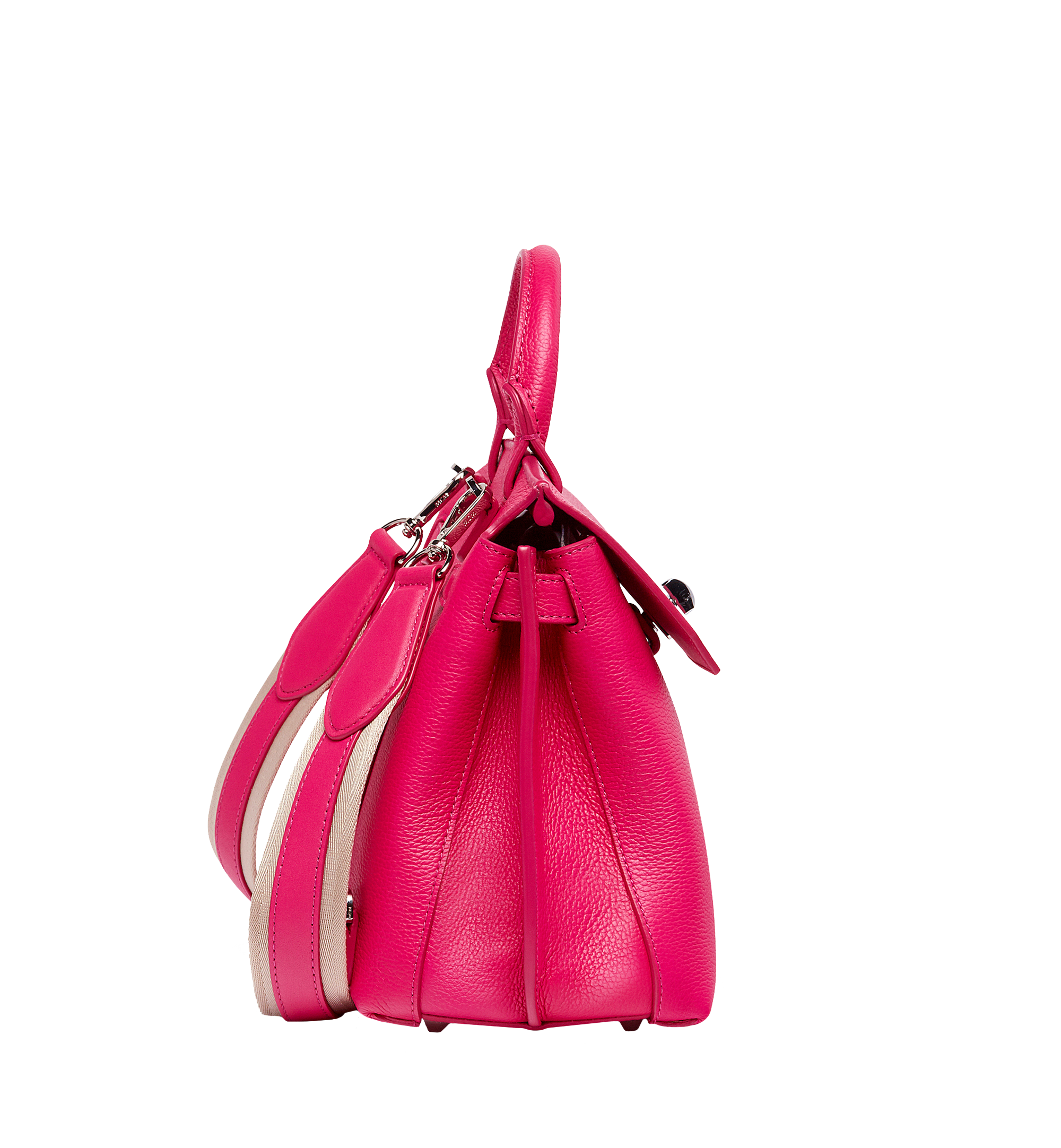 MCM Milla Satchel in Grained Leather PINK MWK6AMA26PU001 Alternate View 2