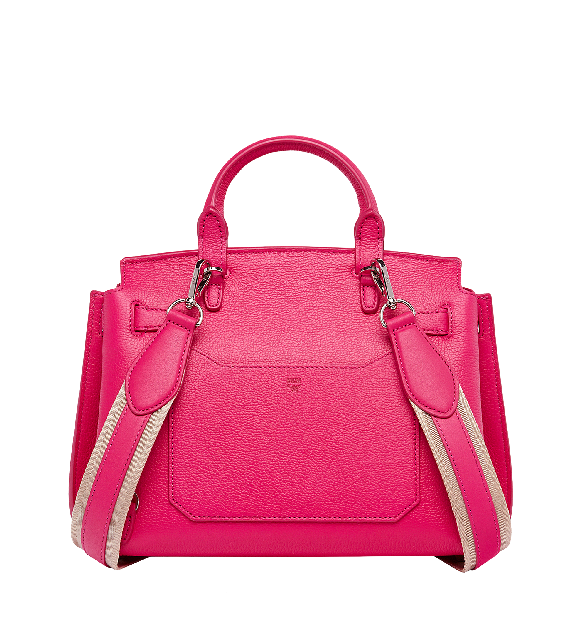 MCM Milla Satchel in Grained Leather PINK MWK6AMA26PU001 Alternate View 3
