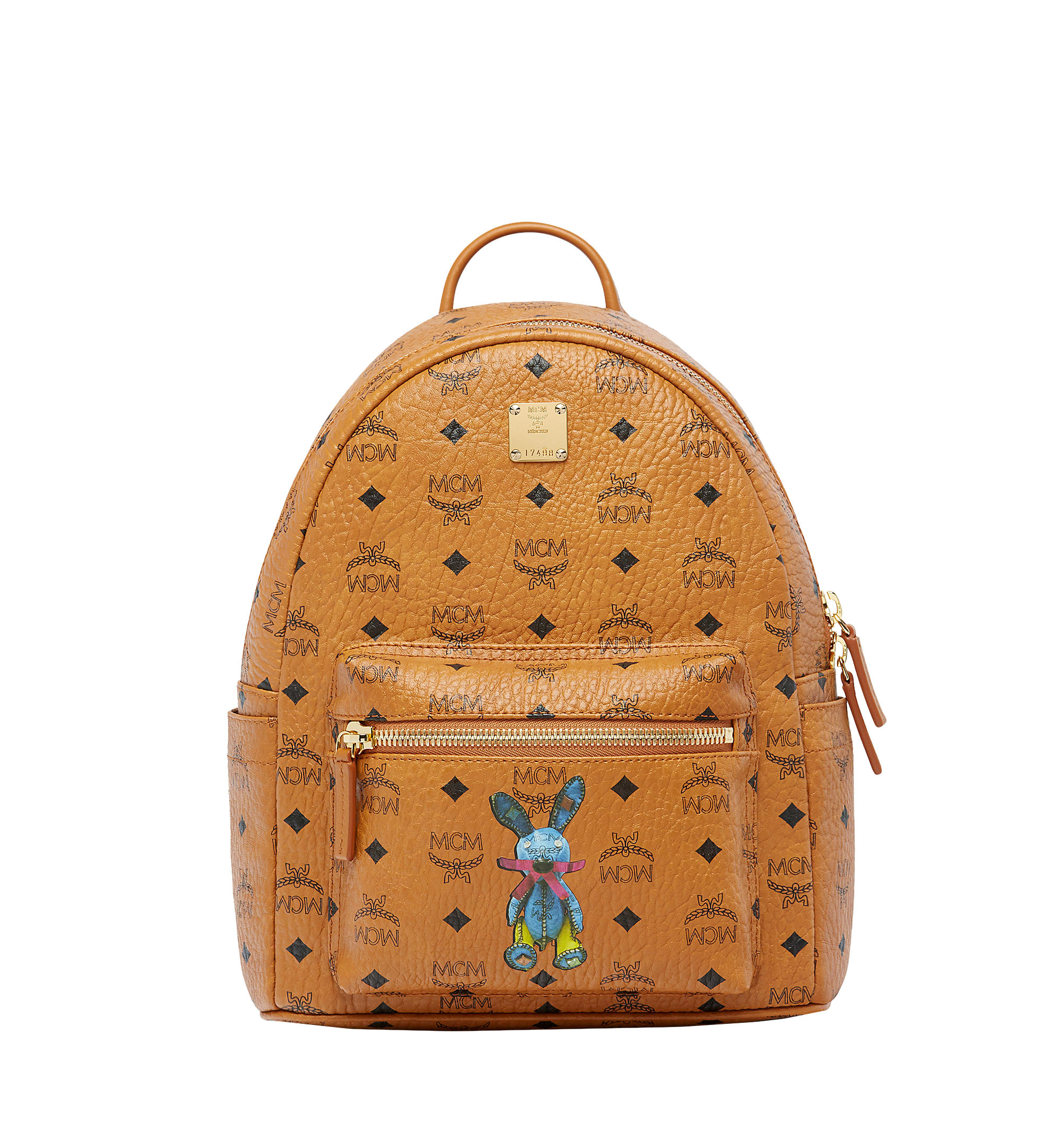 Small Stark Classic Rabbit Backpack in Visetos Cognac MCM GR