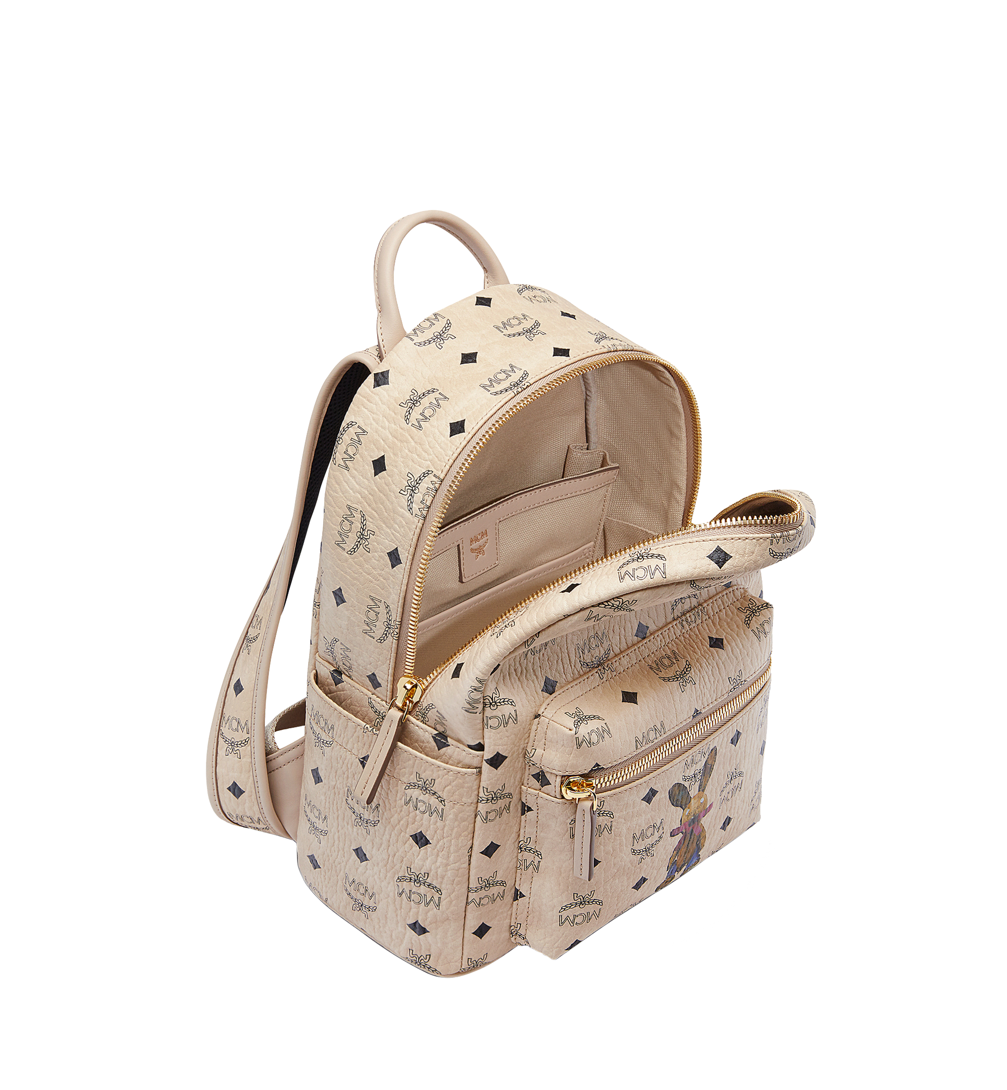 MCM Stark Classic Rabbit Backpack in Visetos Beige MWK6AXL06IG001 Alternate View 4