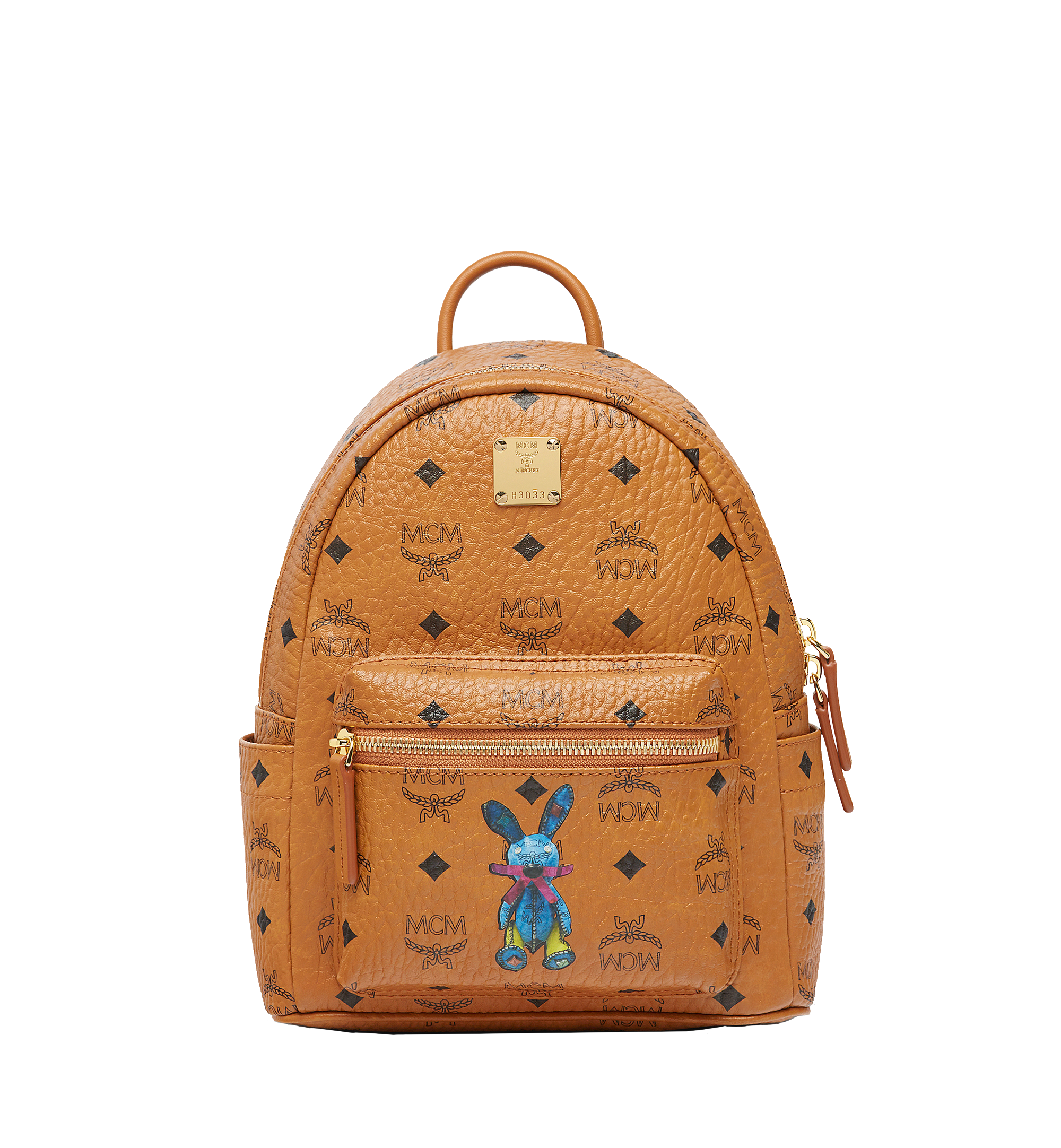 MCM Stark Classic Rabbit Backpack in Visetos Cognac MWK6AXL07CO001 Alternate View 1