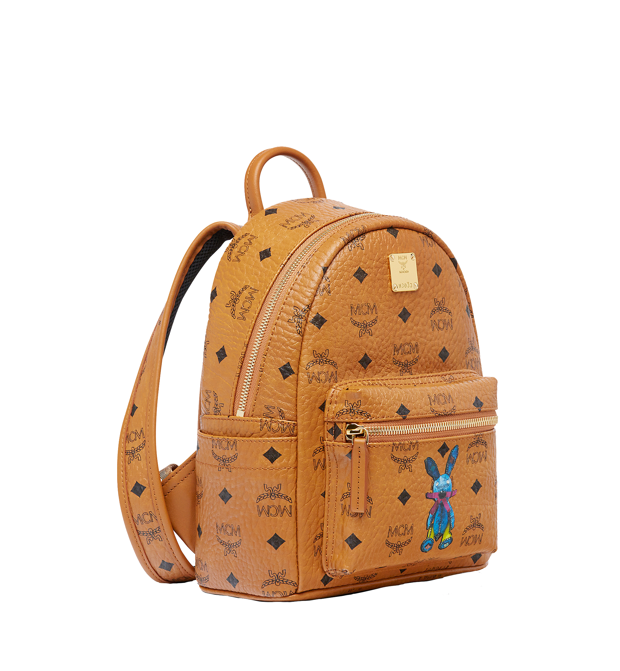 MCM Stark Classic Rabbit Backpack in Visetos Cognac MWK6AXL07CO001 Alternate View 1