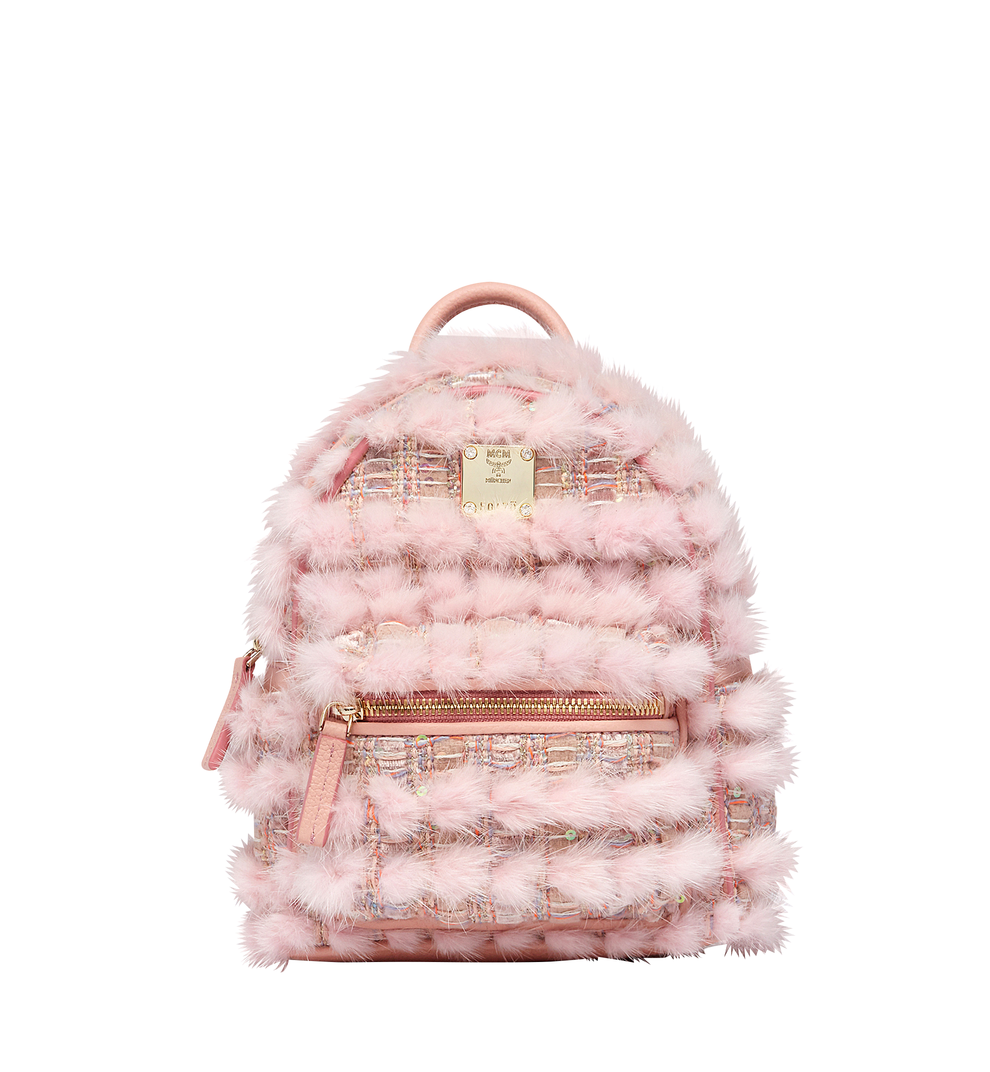 MCM Stark Special Backpack in Fur Tweed Pink MWK7AVE08PV001 Alternate View 1