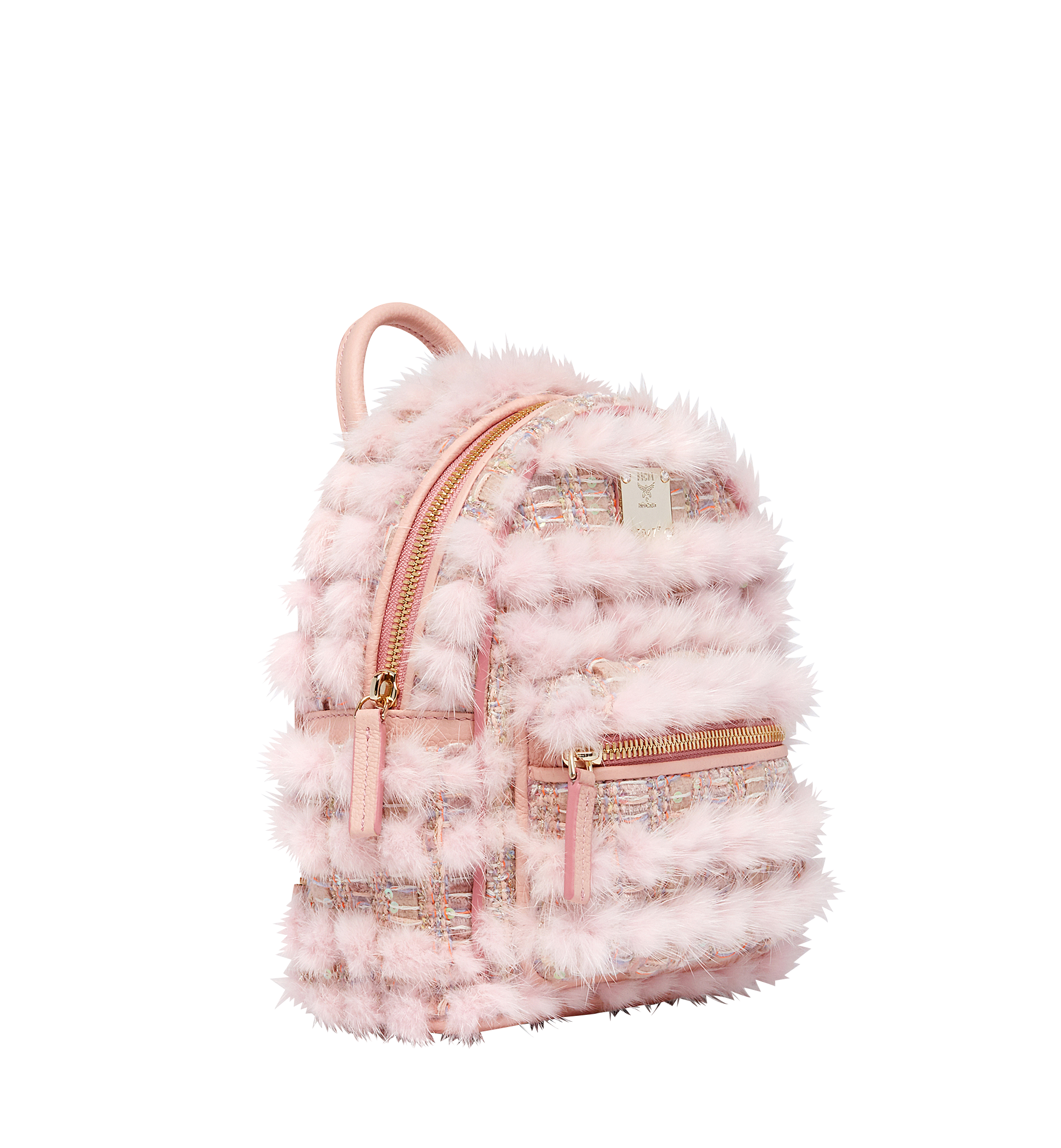 MCM Stark Special Backpack in Fur Tweed Pink MWK7AVE08PV001 Alternate View 1