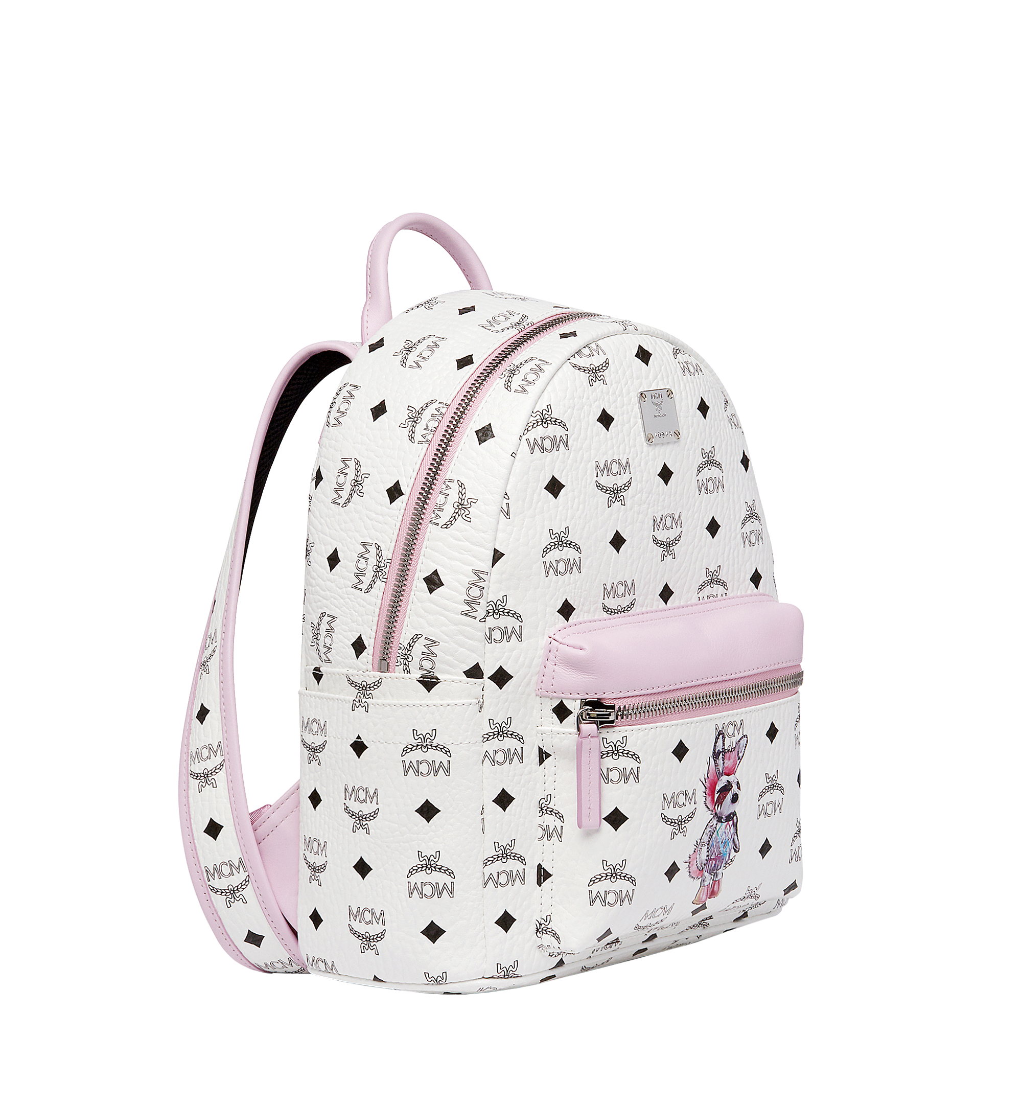 MCM Stark Punk Rabbit Backpack in Visetos White MWK7SXL22WT001 Alternate View 1