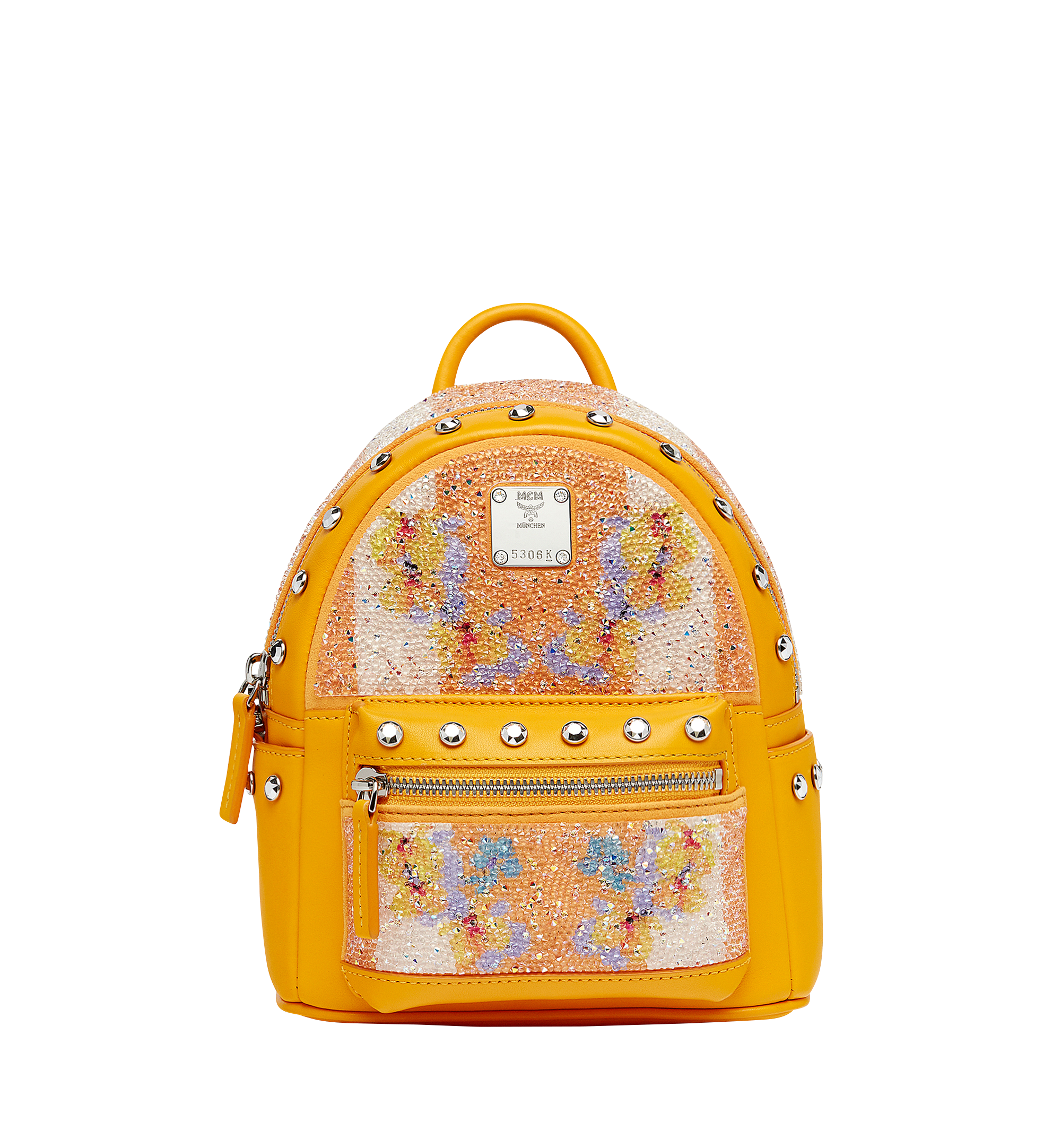 MCM Stark Floral Crystal Backpack in Visetos Yellow MWK8SVE05YX001 Alternate View 1