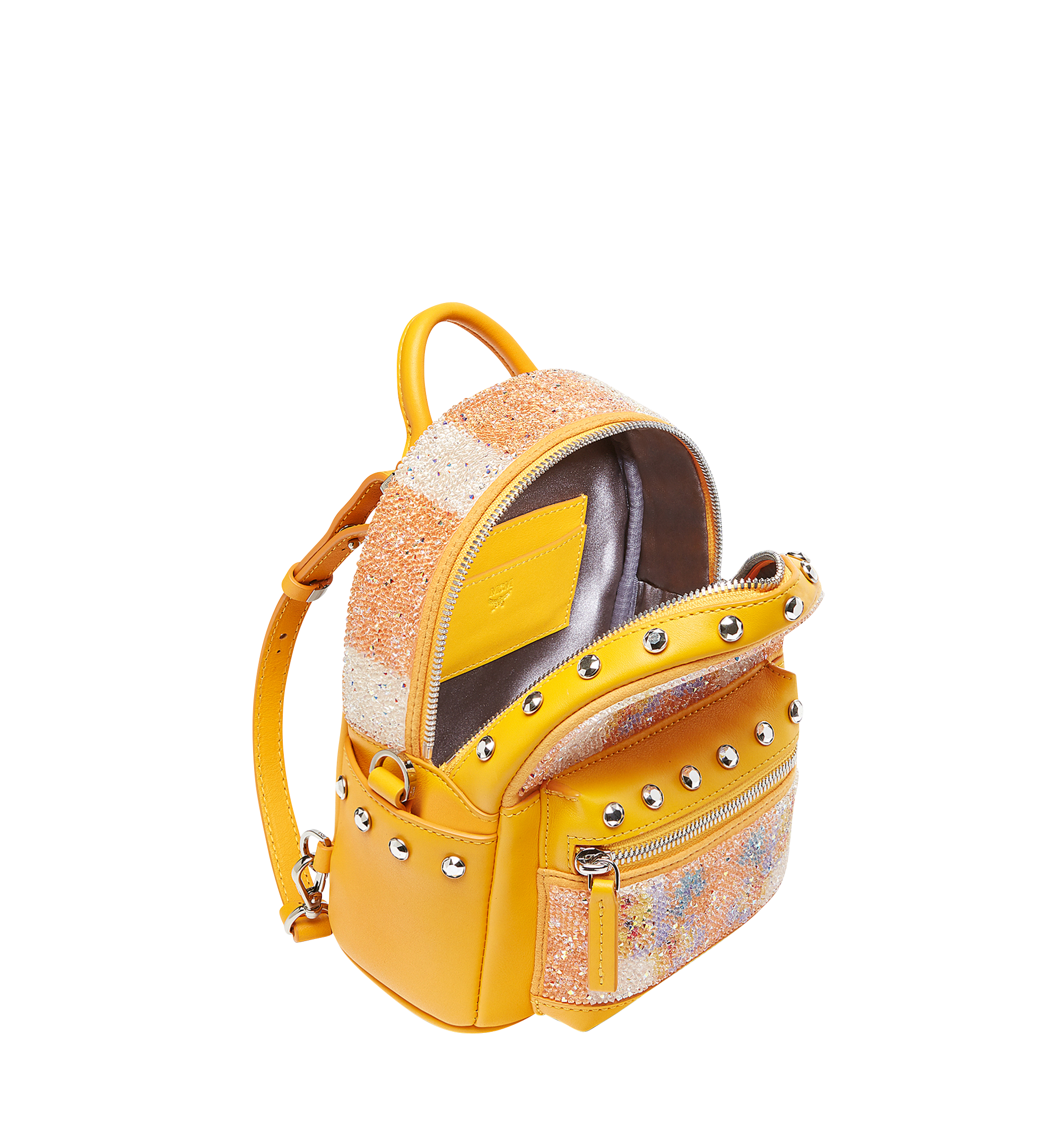 X Mini Stark Floral Crystal Backpack in Visetos Yellow MCM DE