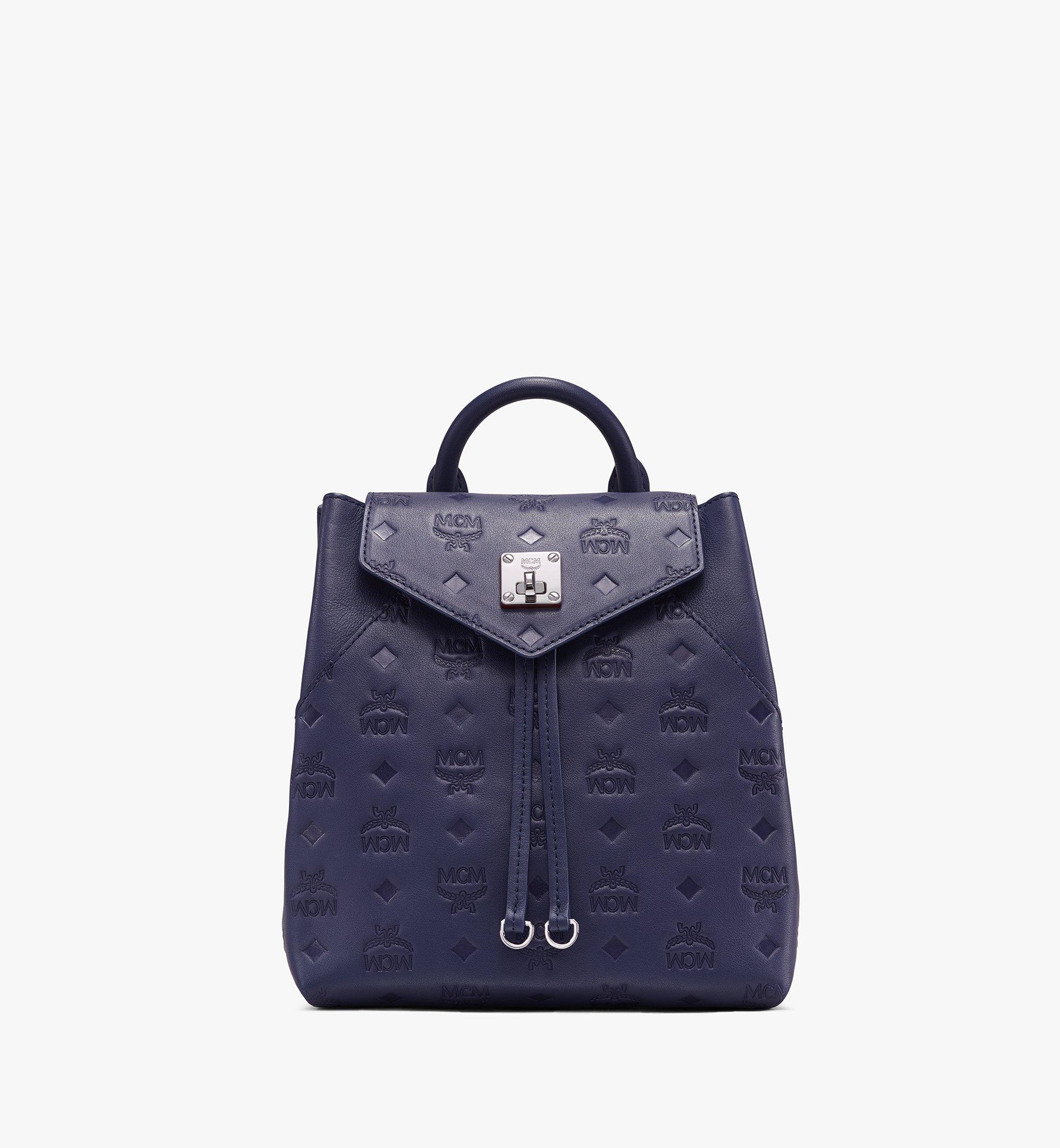 Mcm Essential Backpack In Monogram Leather In Blue