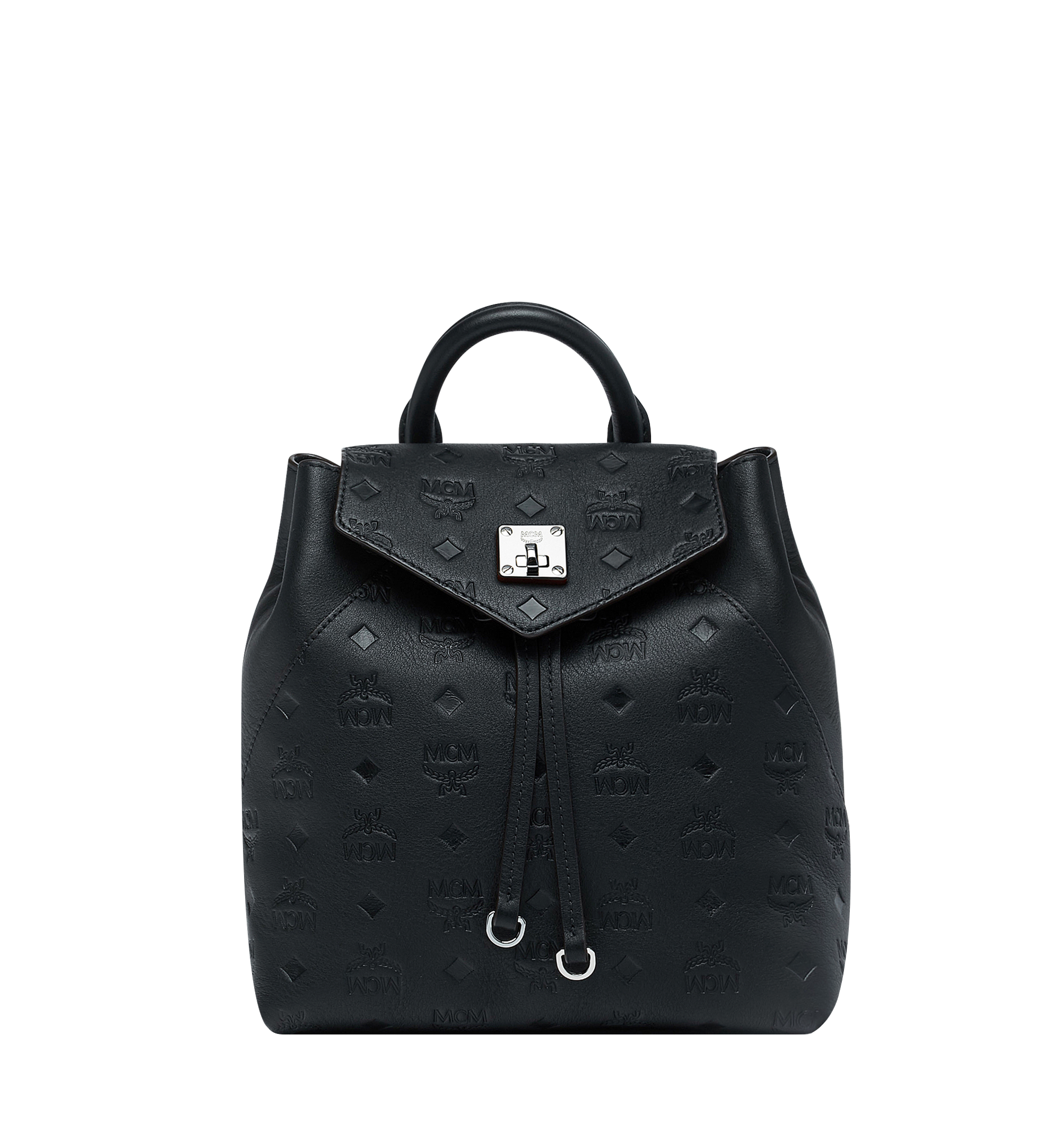 mcm black leather backpack