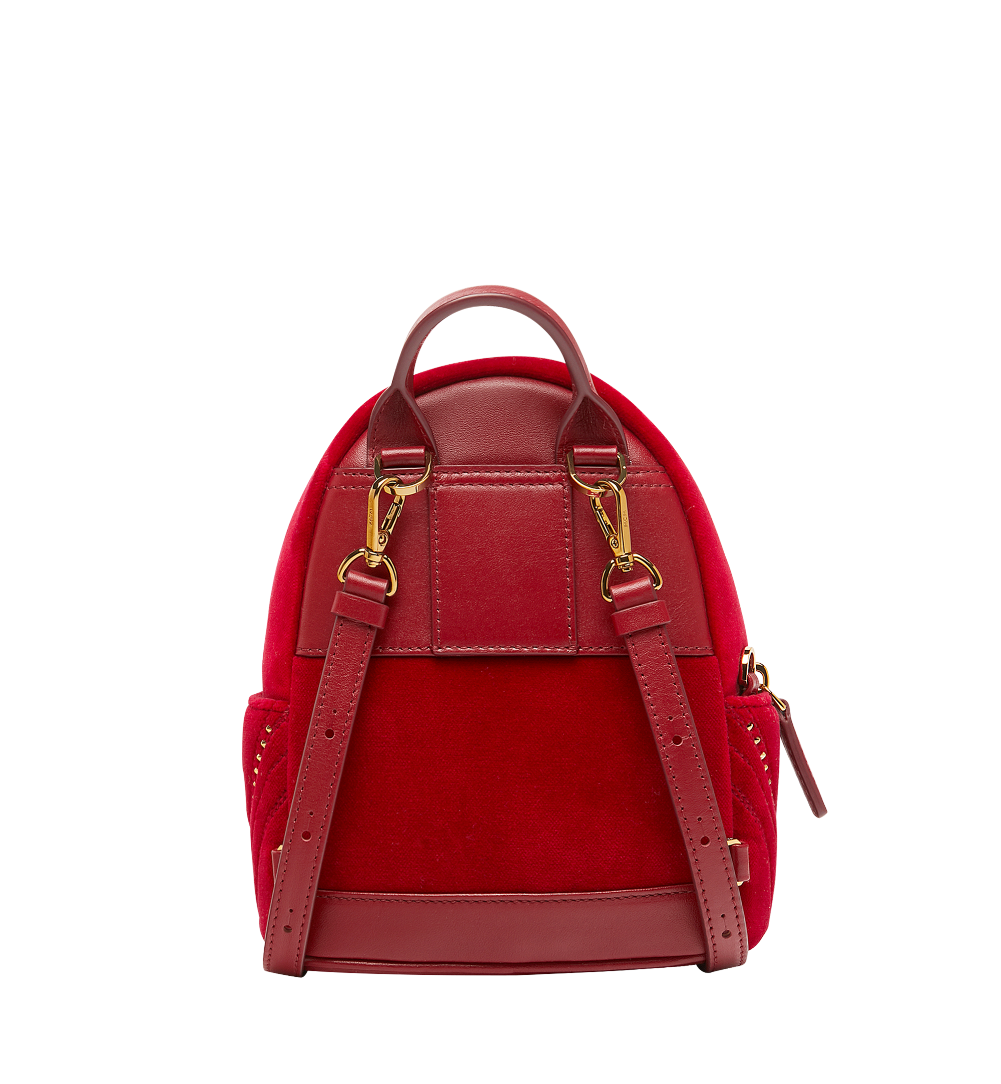 MCM Stark Bebe Boo Backpack in Velvet Crystal Studs Red MWK9SVE06RJ001 Plus de photos 4