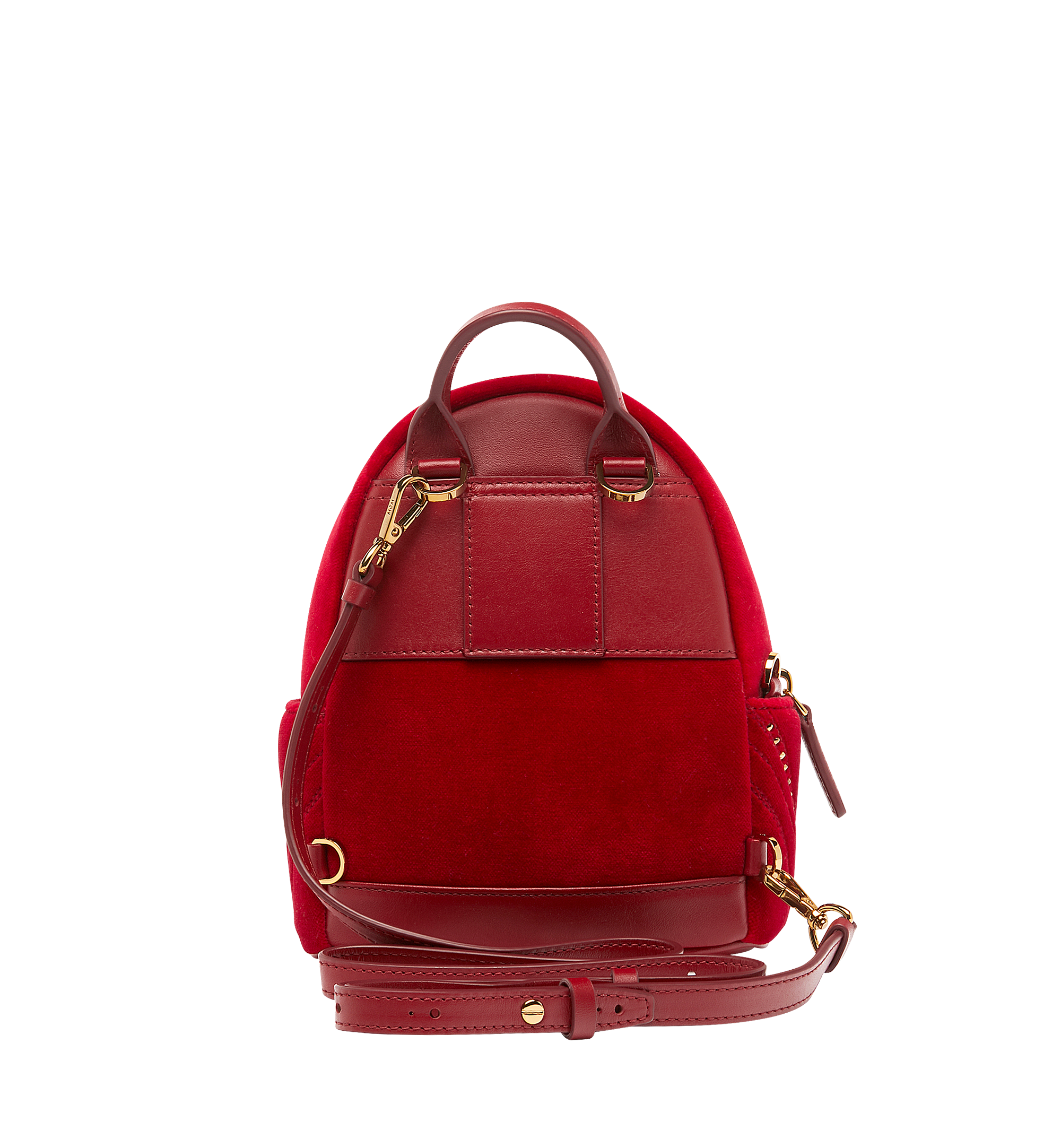 MCM Stark Bebe Boo Backpack in Velvet Crystal Studs Red MWK9SVE06RJ001 Plus de photos 5