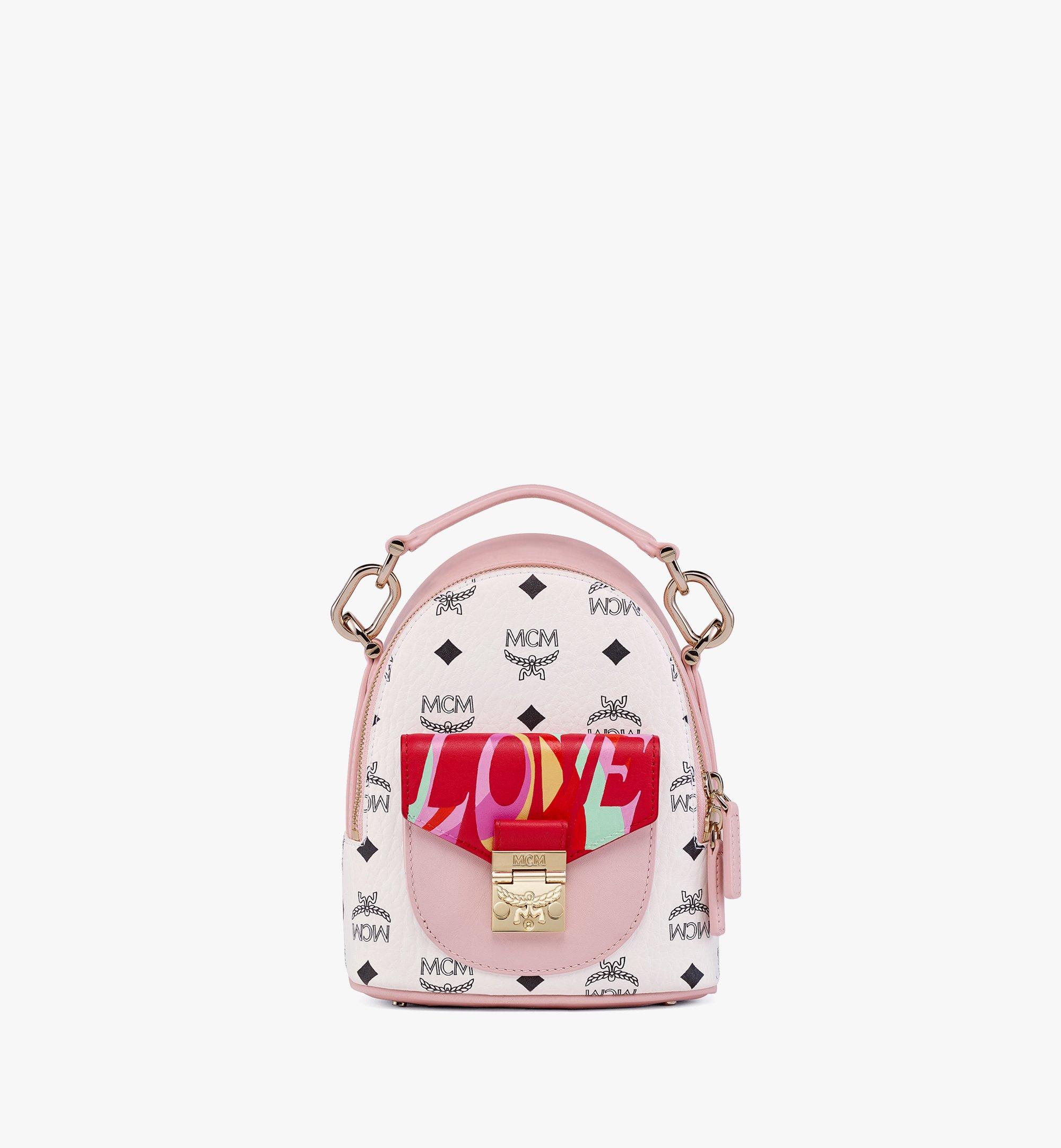 MCM Upcycling Project Love Tracy Backpack in Visetos Leather Block Pink MWKCSUP01QH001 Alternate View 1