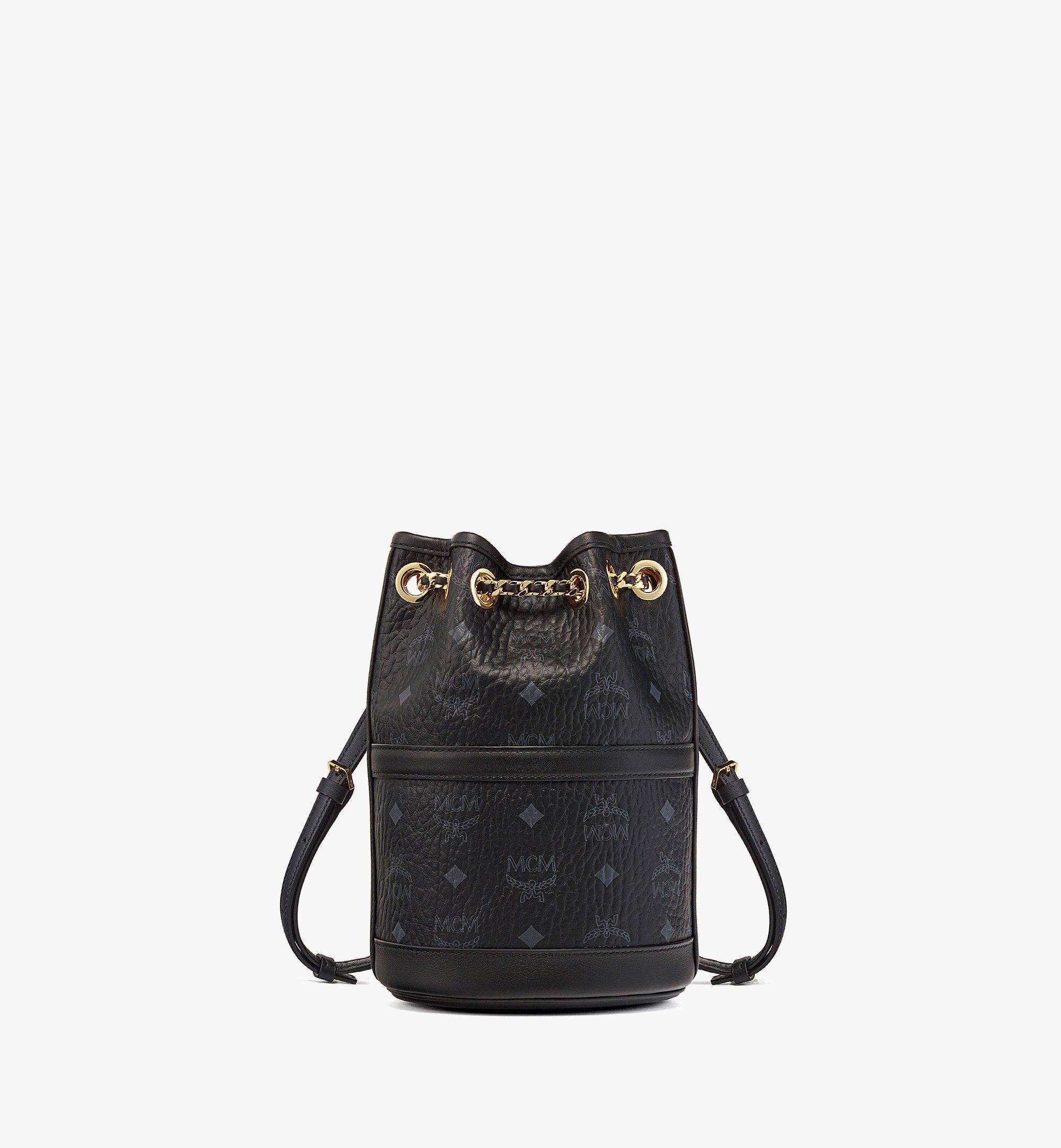 Mcm Women's Aren Drawstring Backpack in Visetos - Black - Backpacks