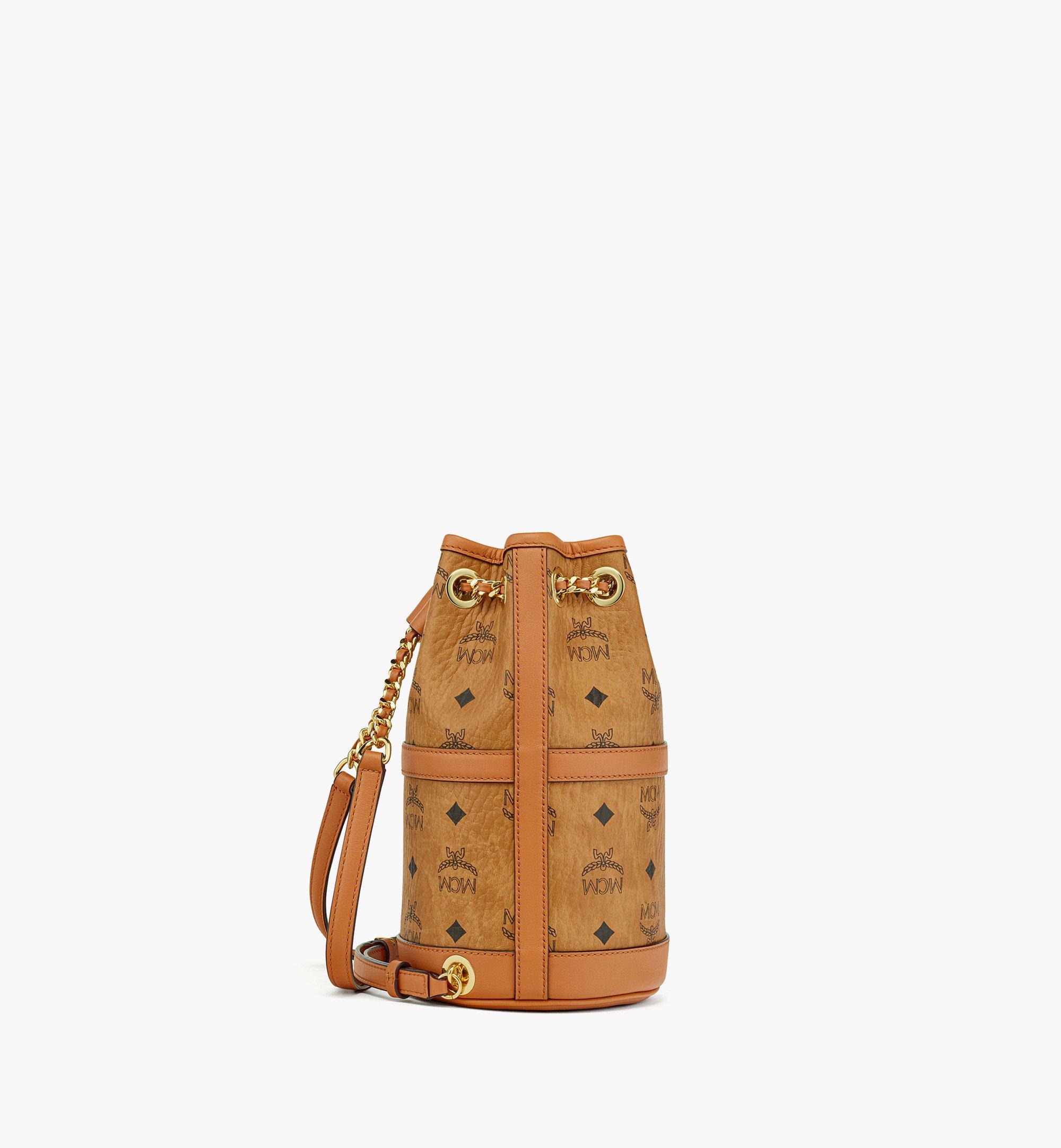 Mcm heritage discount drawstring small cognac