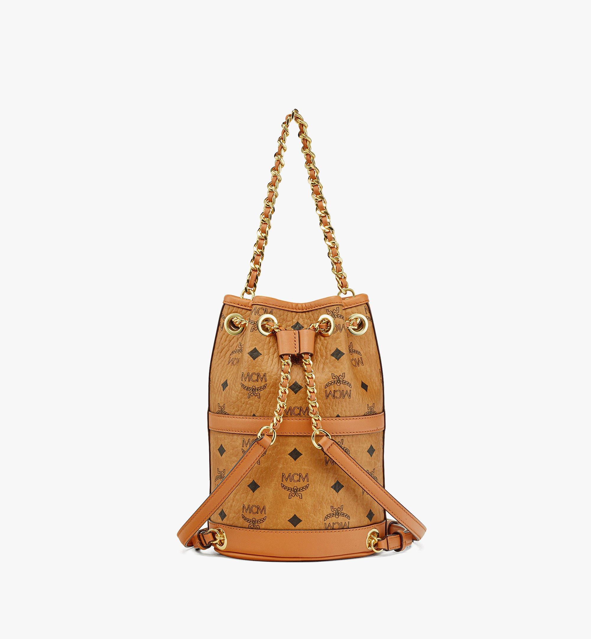 NEW Authentic MCM Aren Mini Boston Bag in Visetos / Cognac