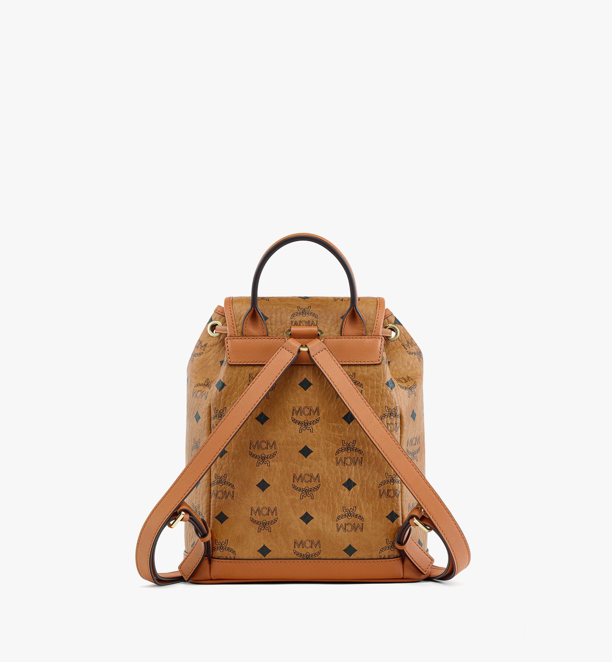 Mini Aren Drawstring Backpack in Visetos Cognac