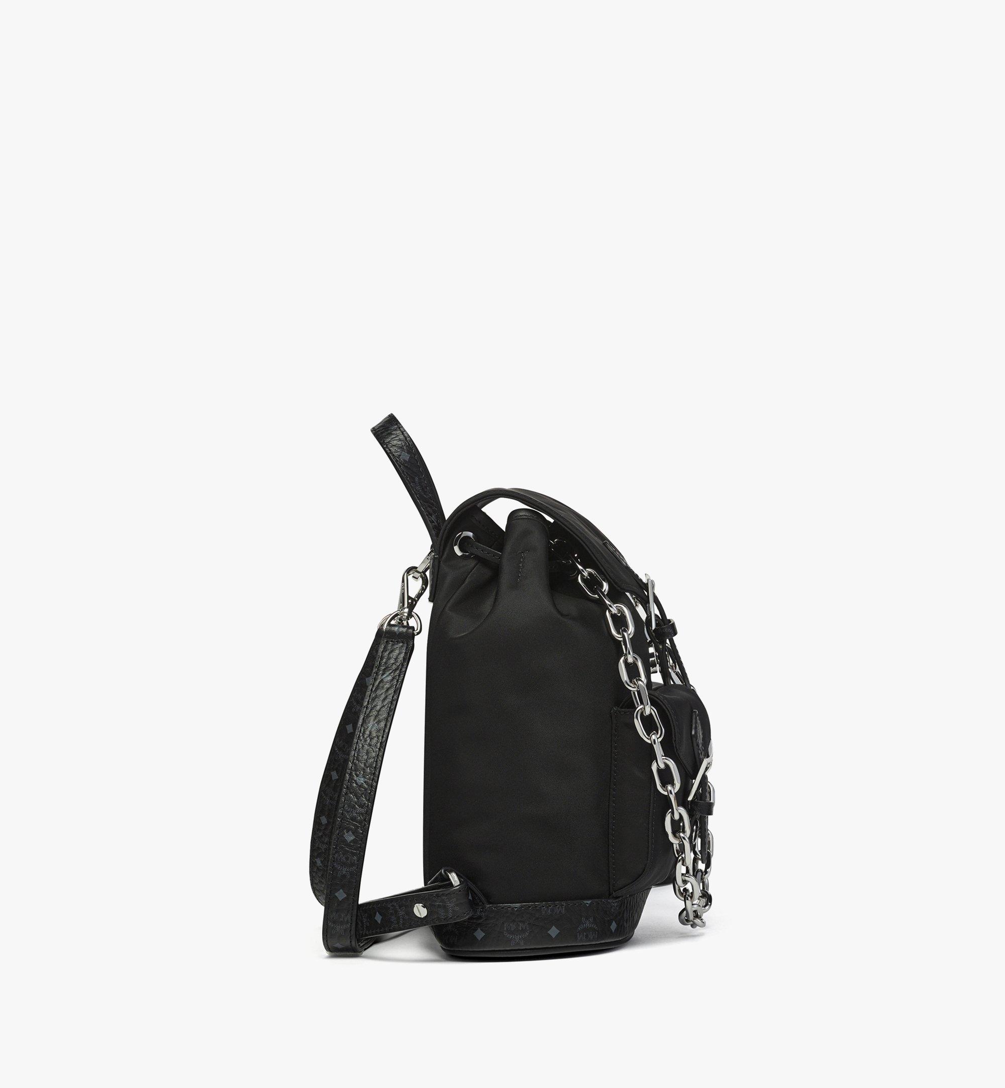 MCM Aren Drawstring Backpack in ECONYL® and Leather Black MWKFATA03BK001 Alternate View 1