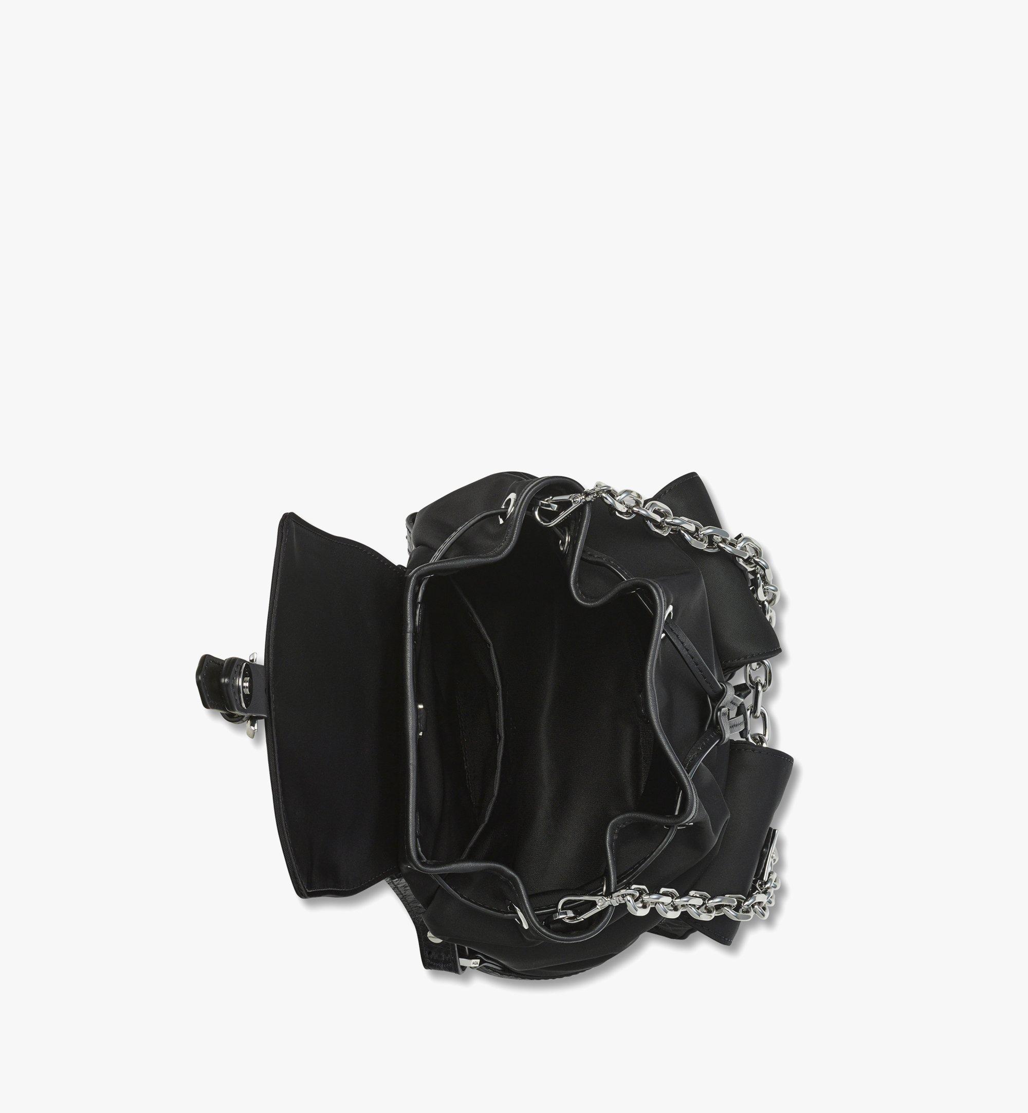 Mini Aren Drawstring Backpack in ECONYL® and Leather Black