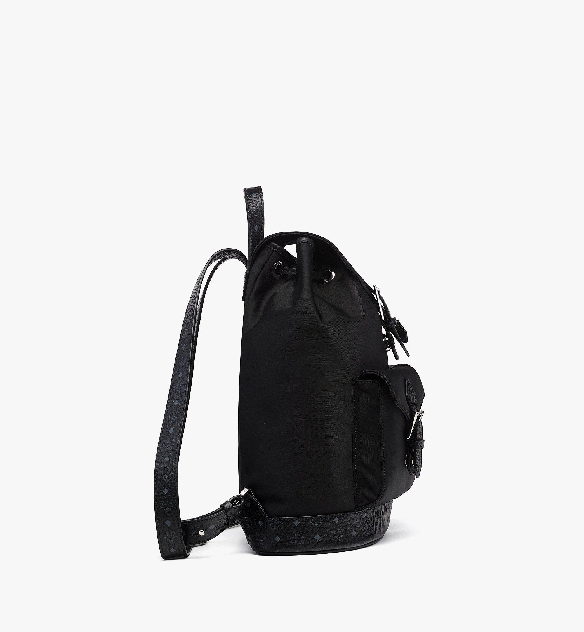 Small Aren Drawstring Backpack in ECONYL® and Leather Black