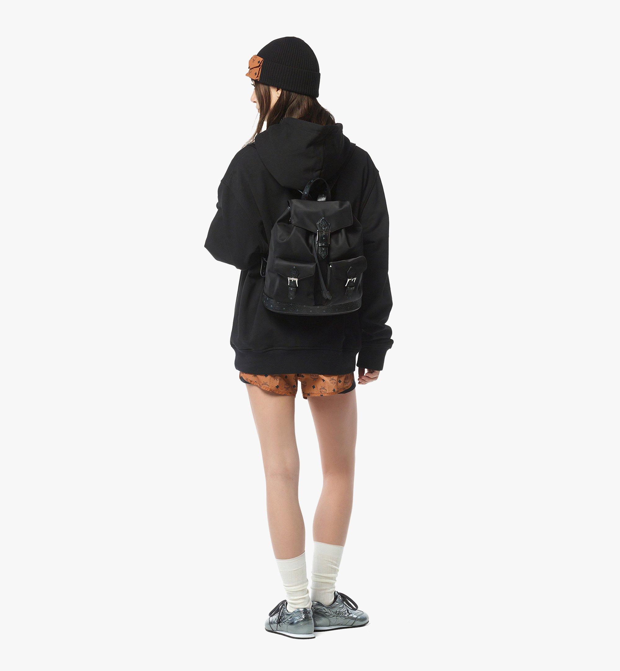 バックパック・リュック MCM FW25 Backpacks (MWKFATA04 BLACK) Small Aren Drawstring Backpack in ECONYL® and Leather Black