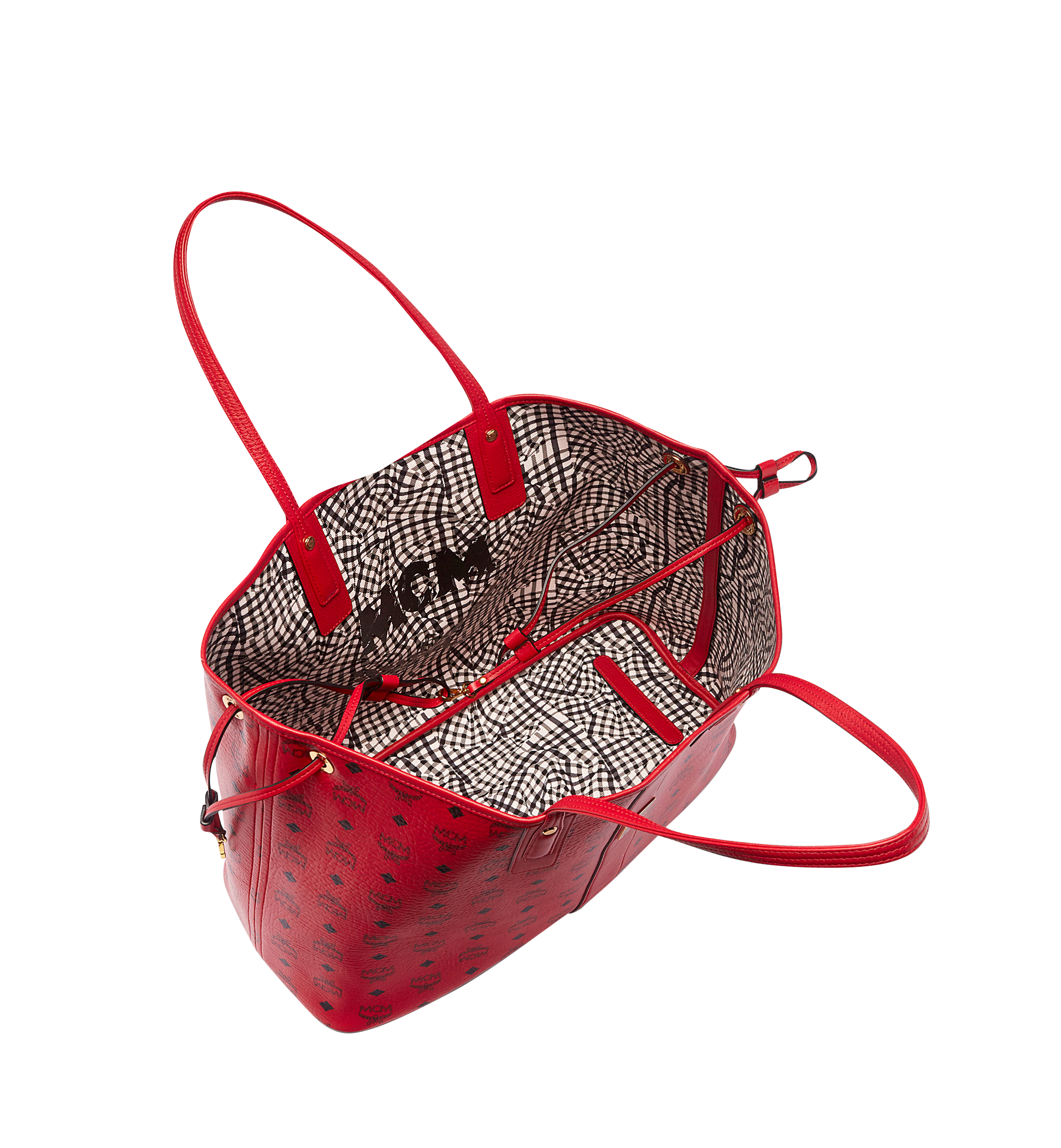 MCM Visetos Reversible M Belt - Pink in Red