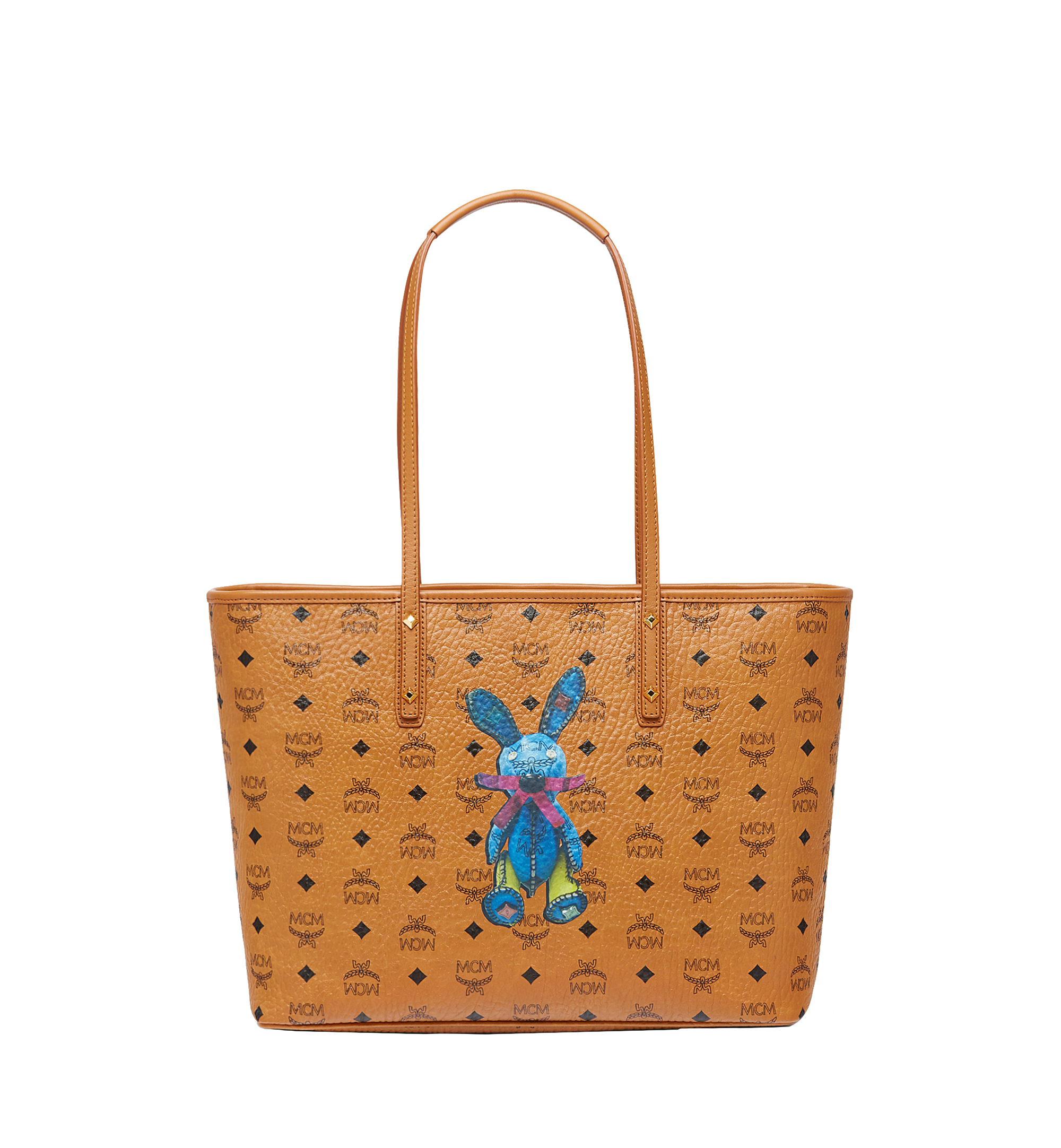 MCM Rabbit Top Zip Shopper in Visetos Cognac MWP6AXL08CO001 Alternate View 1