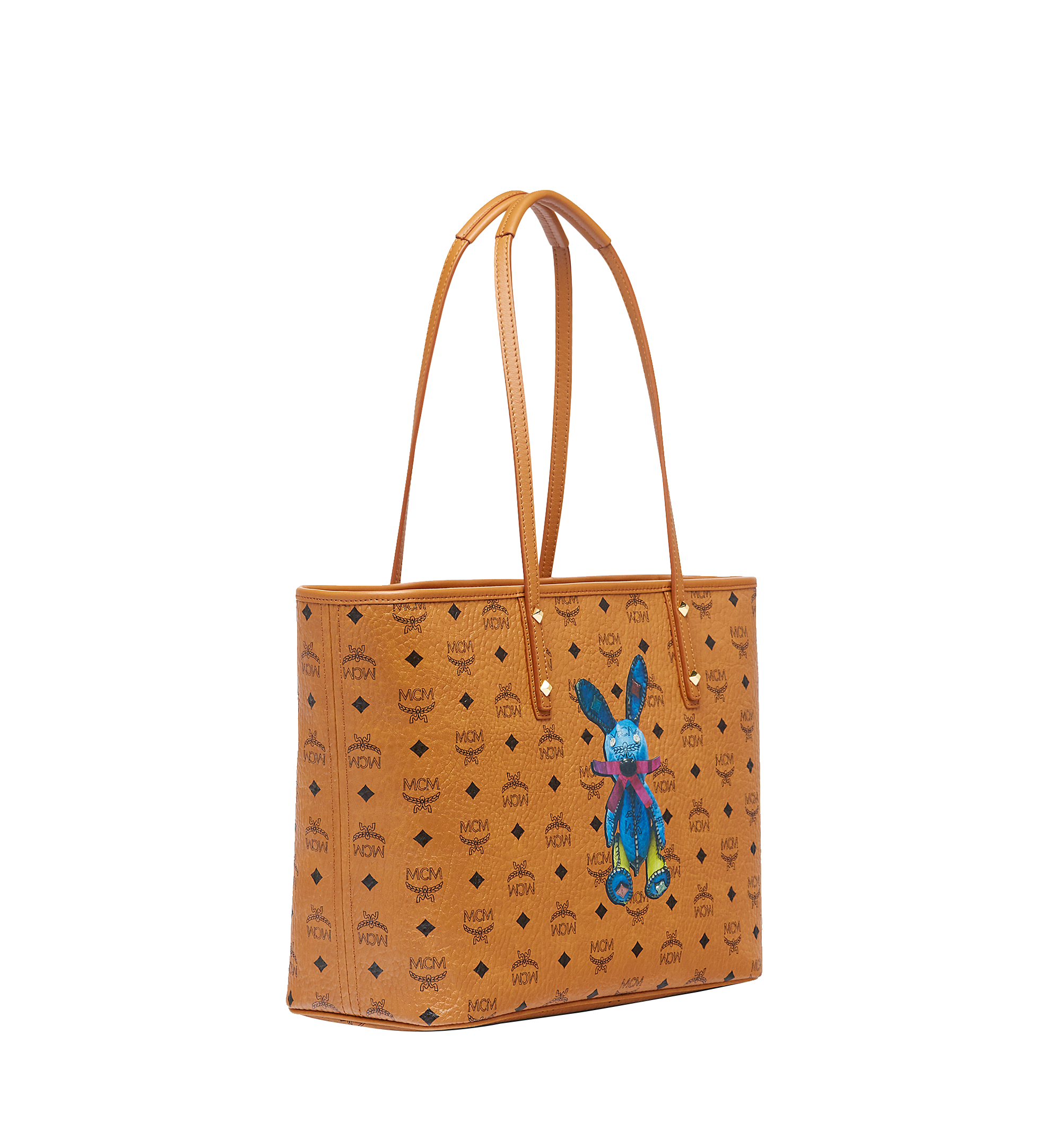 MCM Rabbit Top Zip Shopper in Visetos Cognac MWP6AXL08CO001 Alternate View 1