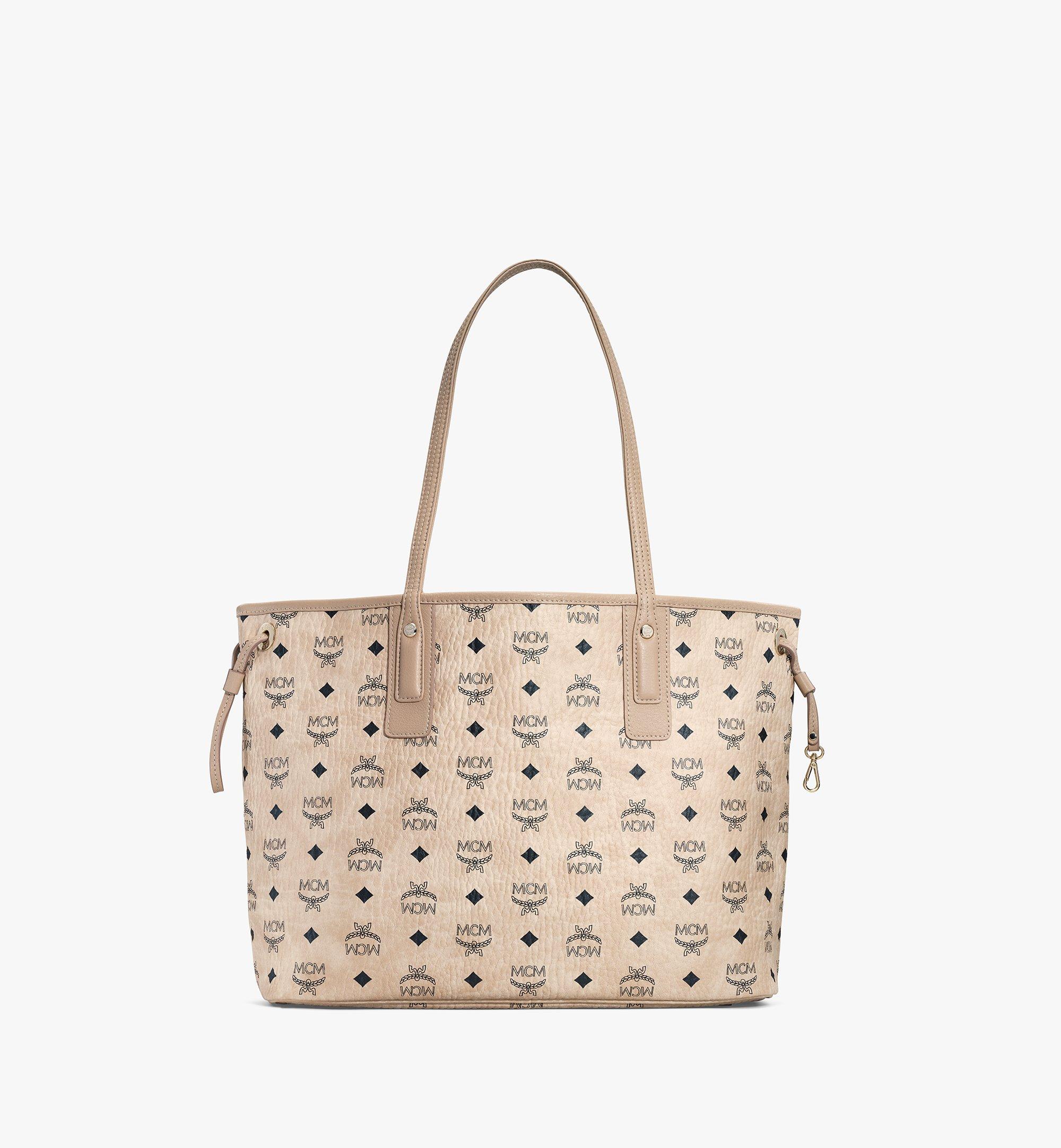 MCM Medium Liz Reversible Medium Tote Diamond Visetos Beige