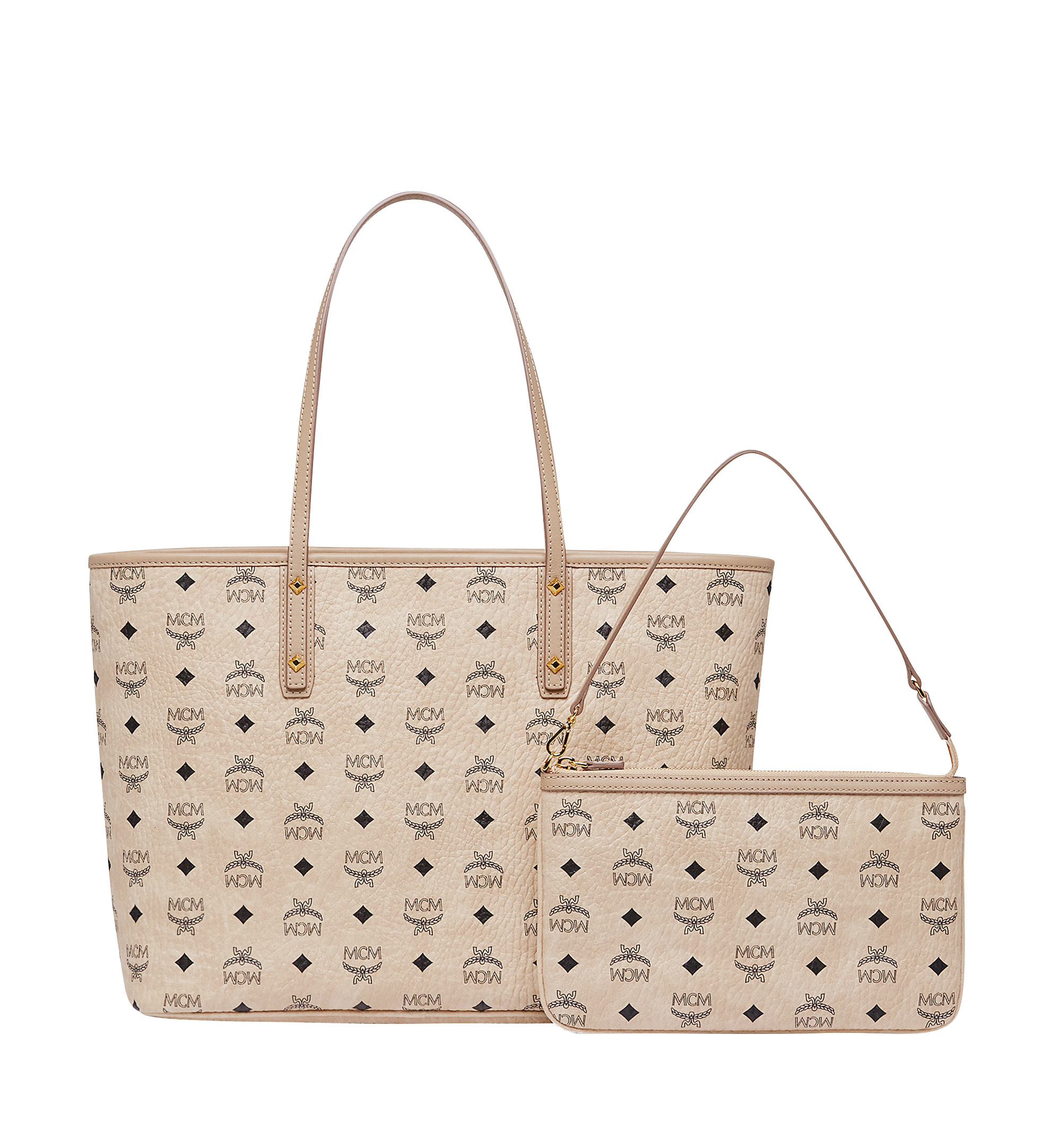MCM Anya Top Zip Shopper in Visetos Beige MWP7AVI33IG001 Alternate View 3