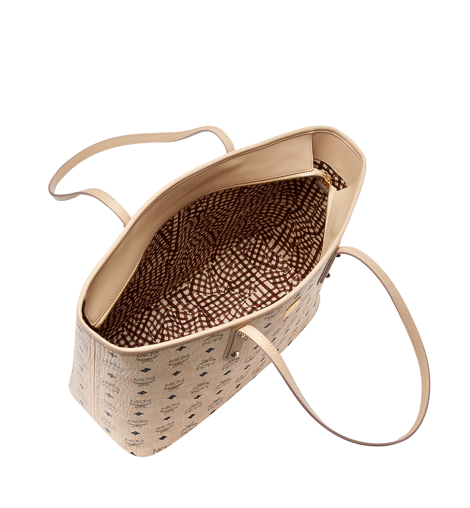 MCM Anya Top Zip Shopper in Visetos Beige MWP7AVI33IG001 Alternate View 4