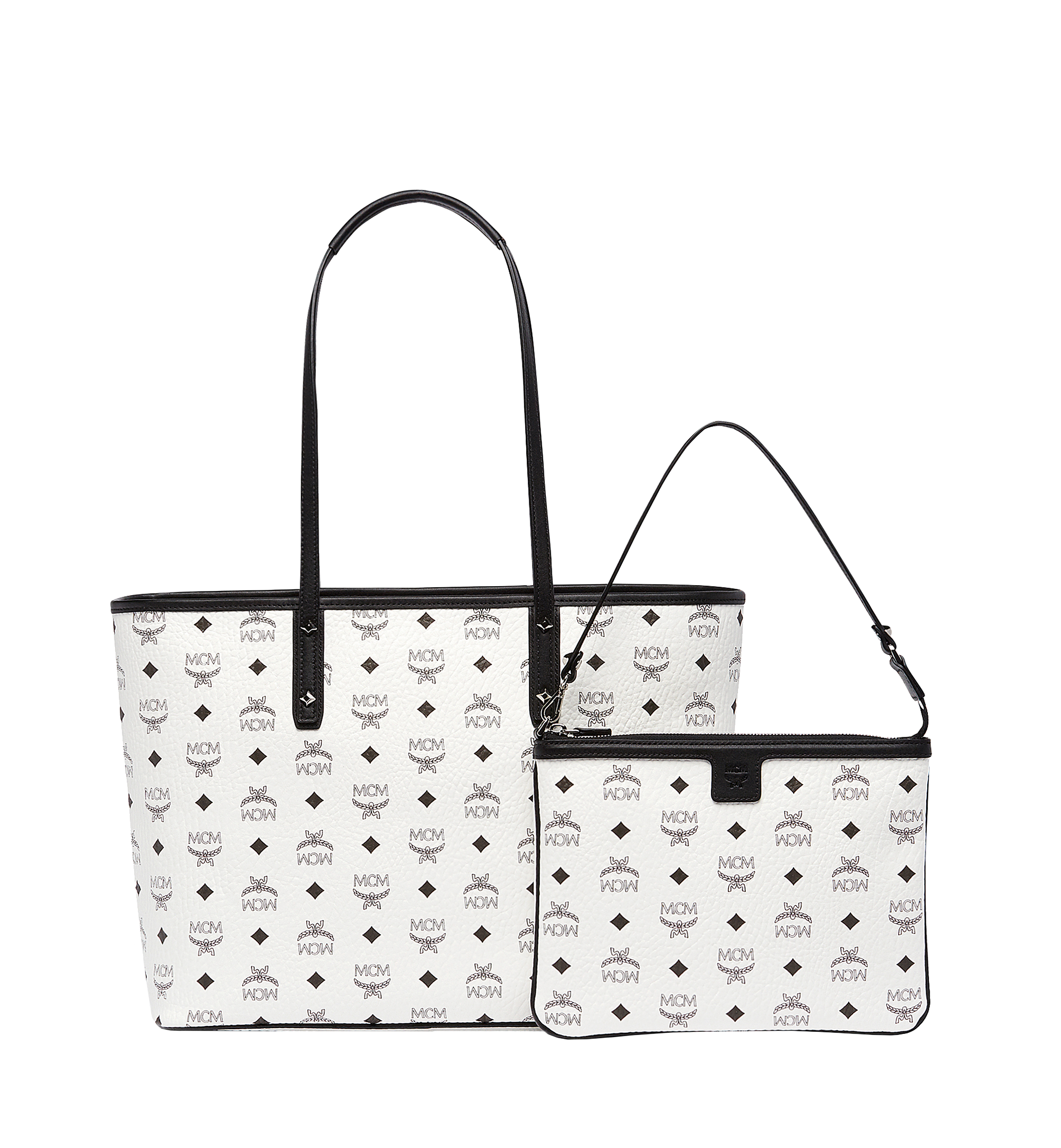MCM Anya Shopper mit Reissverschluss in Visetos White MWP7SVI33WT001 Noch mehr sehen 3