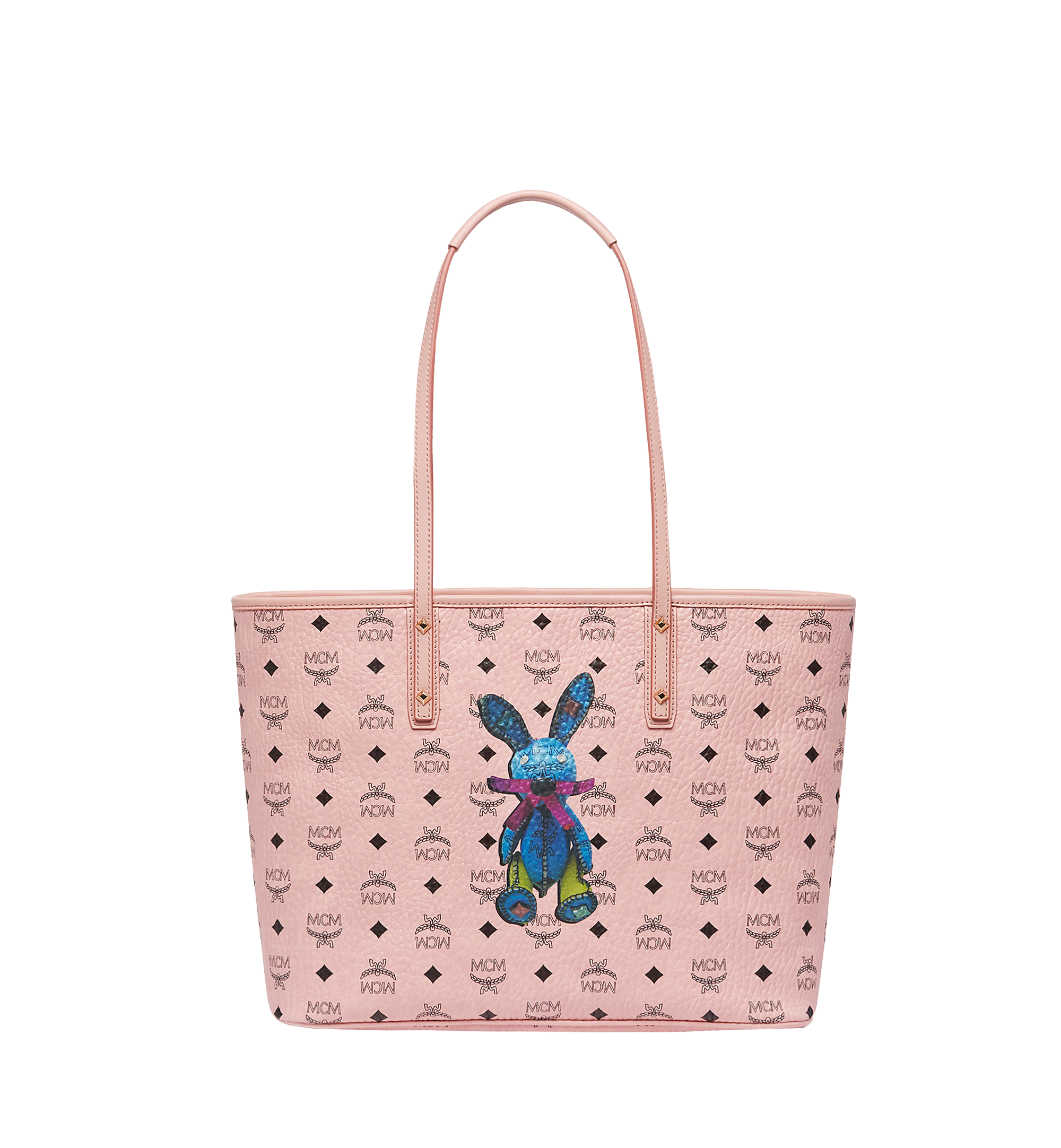 Medium Rabbit Shopper mit ReiBverschluss oben in Visetos Pink MCM DE