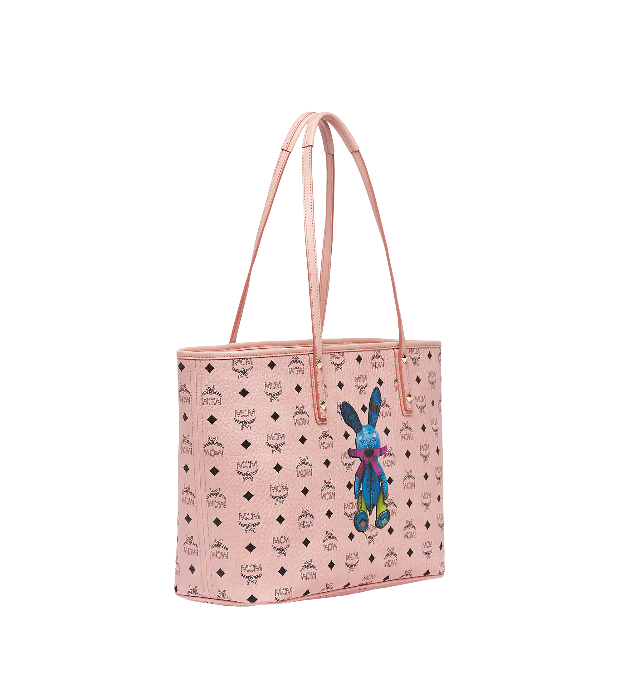 MCM Rabbit Top Zip Shopper in Visetos Pink MWP7SXL08PZ001 Alternate View 1