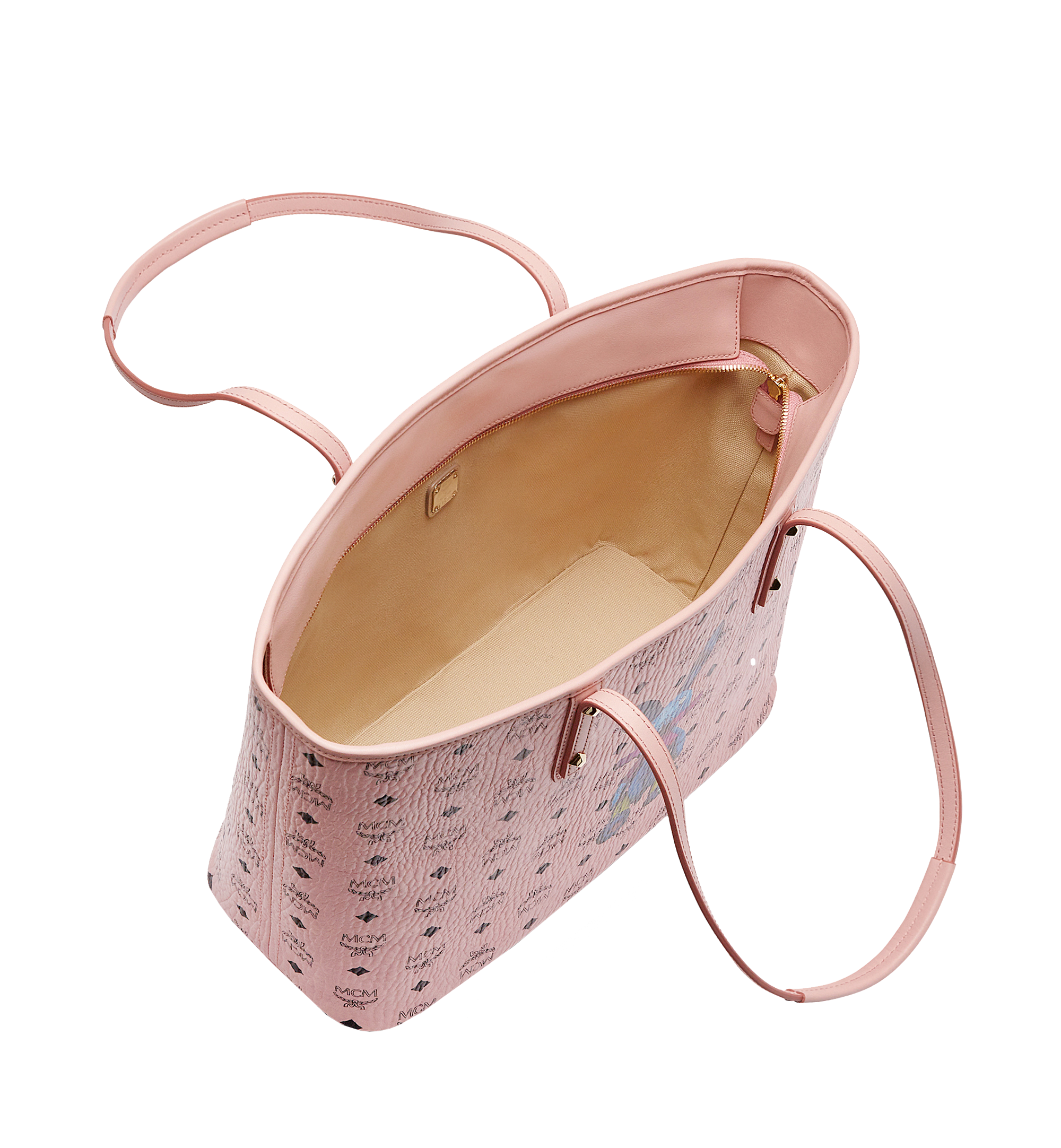 MCM Rabbit Top Zip Shopper in Visetos Pink MWP7SXL08PZ001 Alternate View 4
