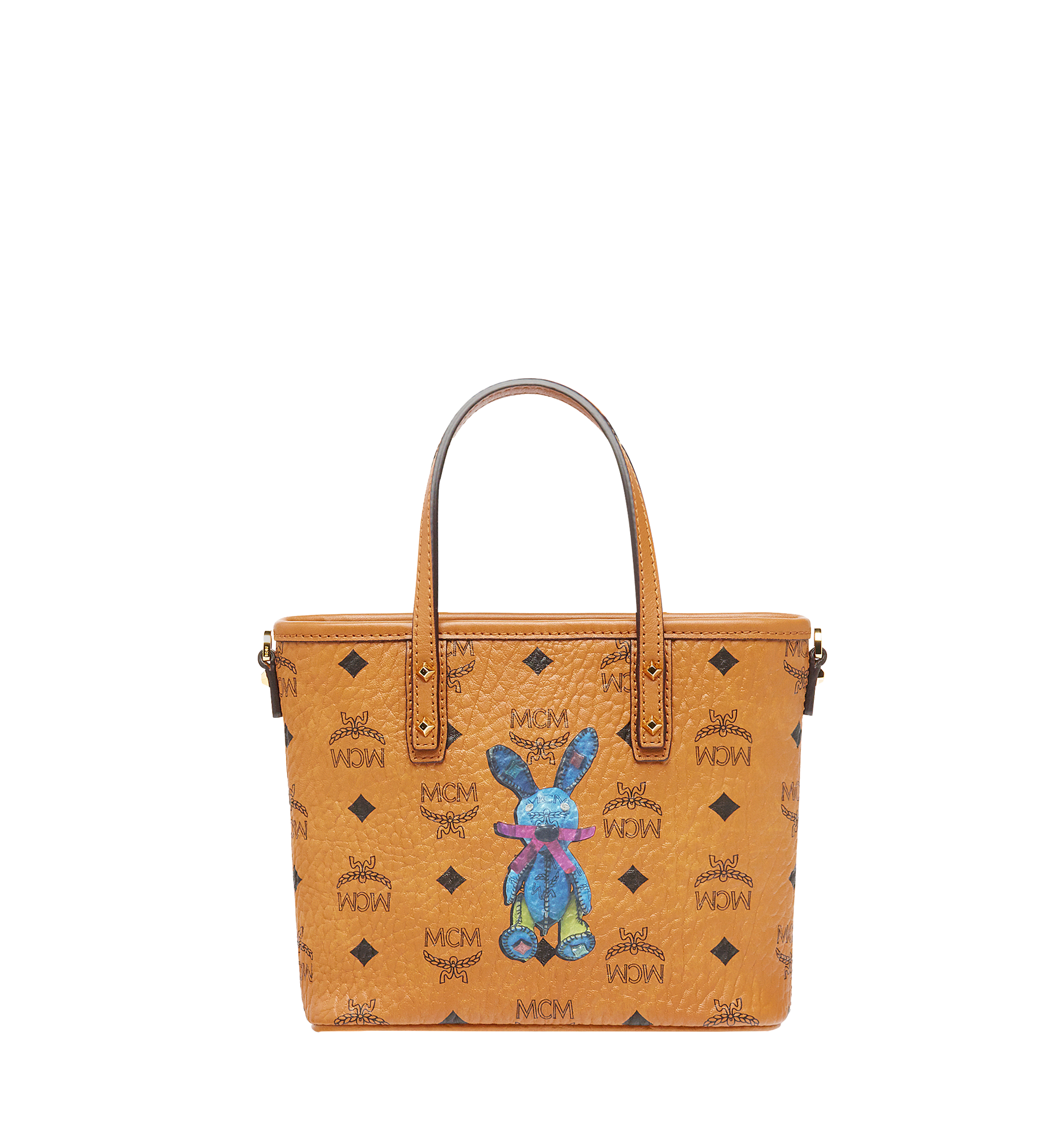 Mini Rabbit Top Zip Shopper in Visetos Cognac MCM FR