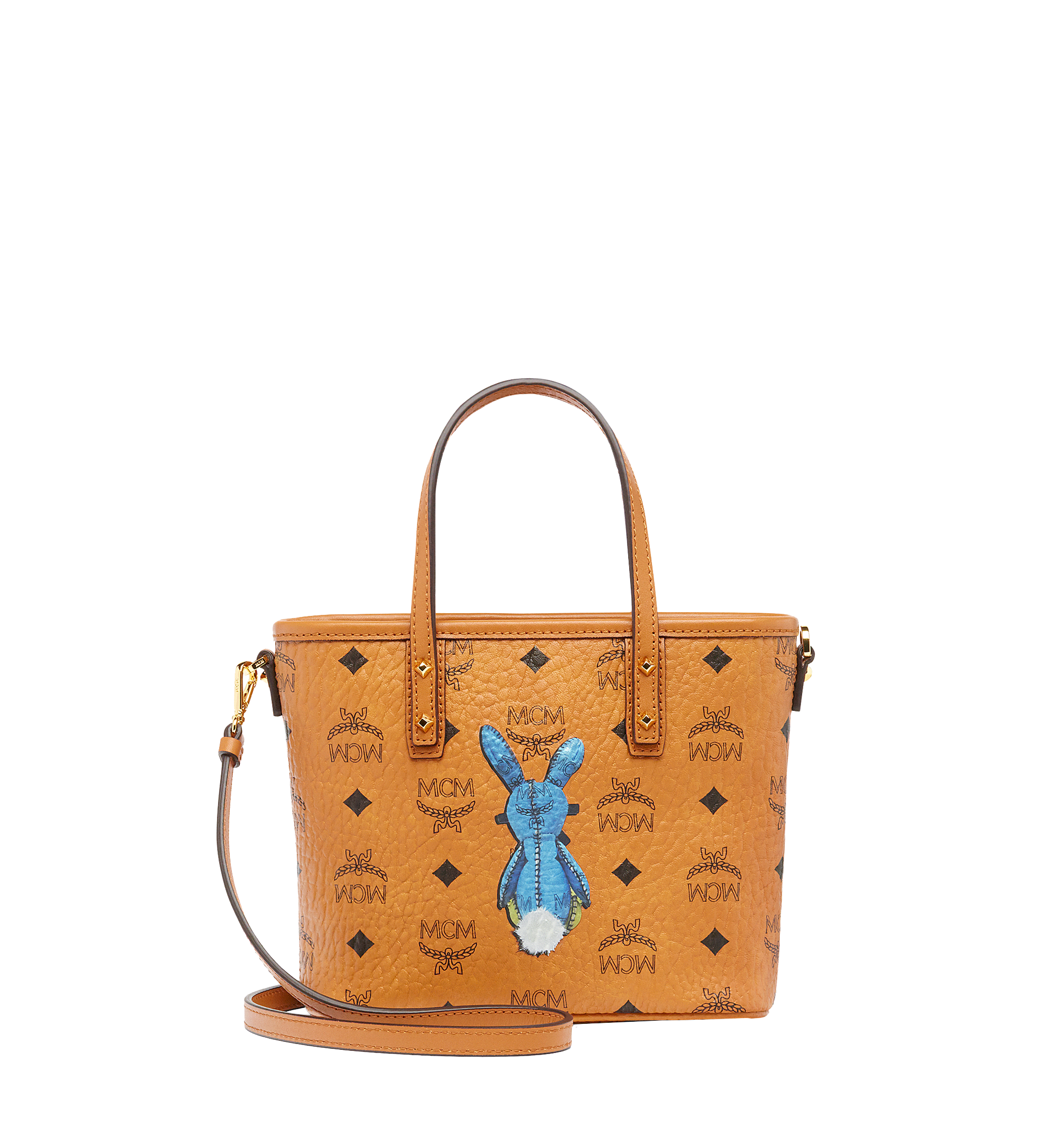 MCM Rabbit Top Zip Shopper in Visetos Cognac MWP7SXL45CO001 Alternate View 3