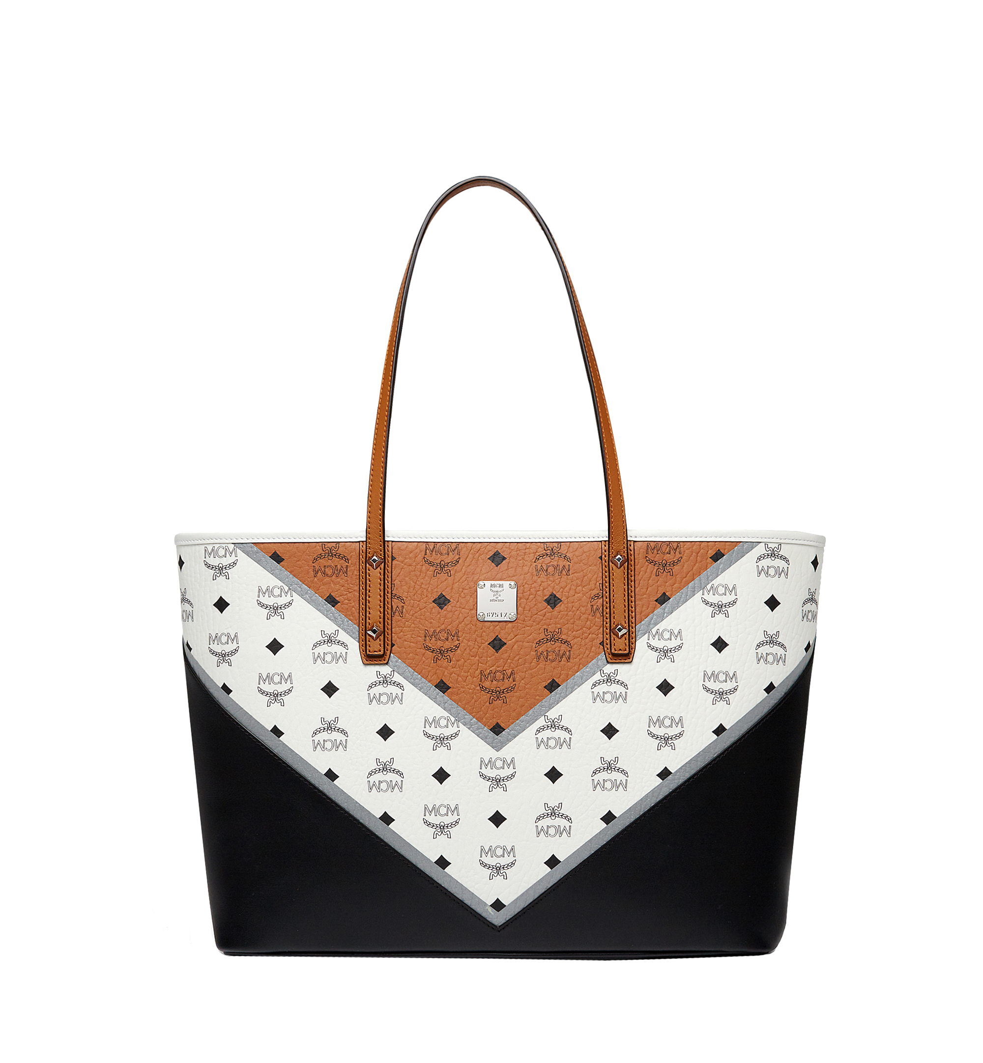 MCM Stark Shopper in Chevron Visetos Cognac MWP8SVE94CO001 Alternate View 1