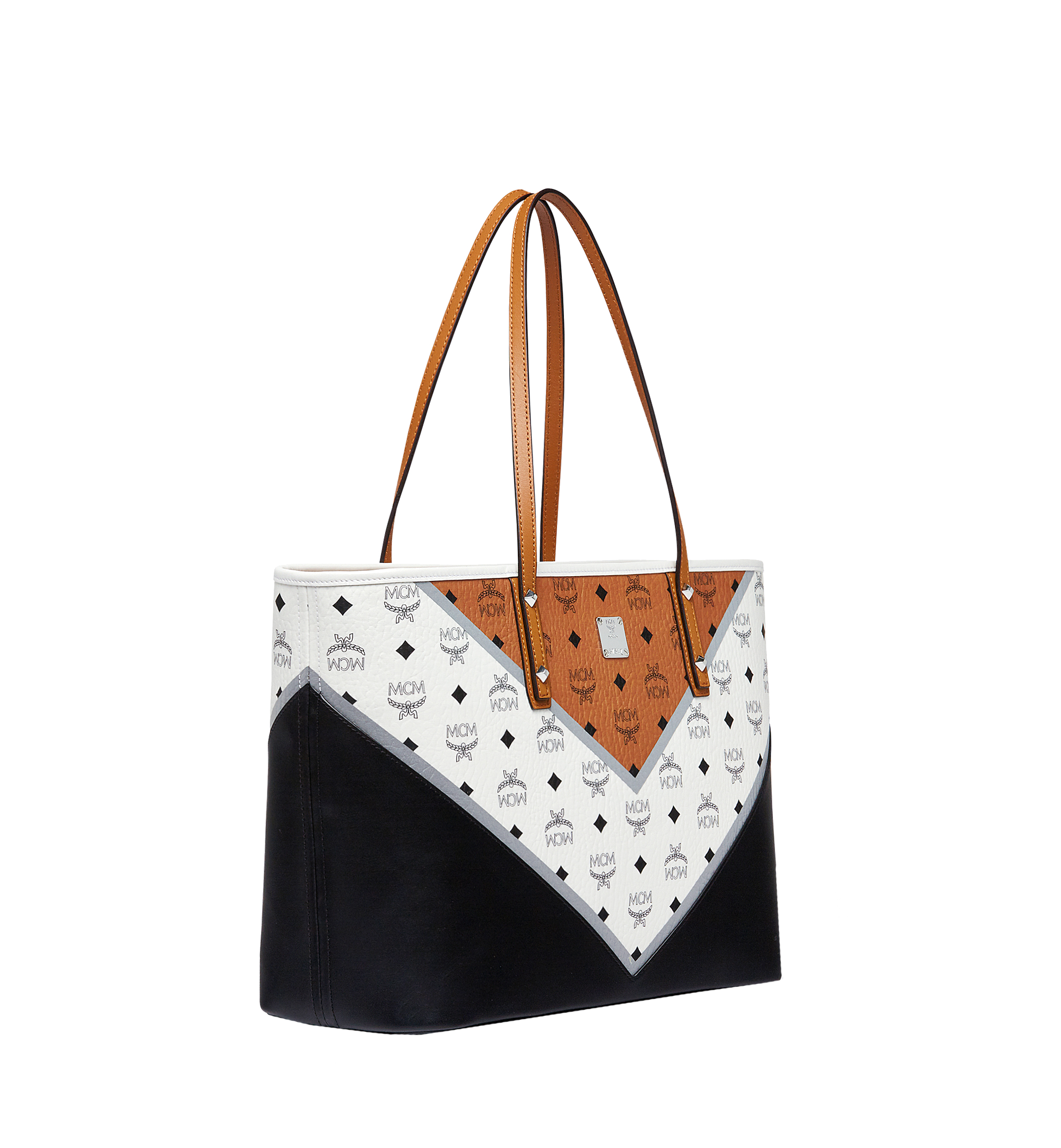 MCM Stark Shopper in Chevron Visetos Cognac MWP8SVE94CO001 Alternate View 1