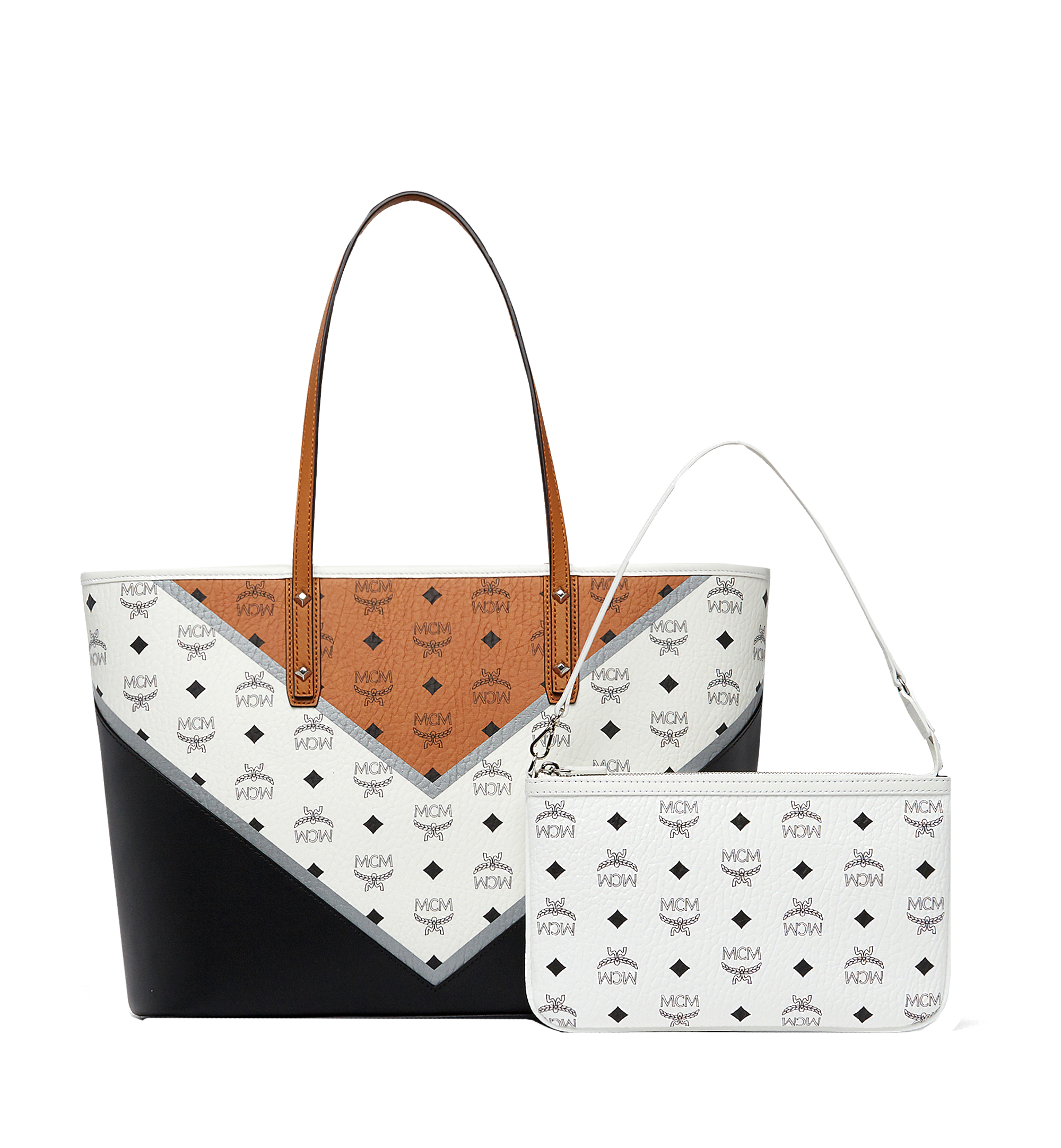 MCM Stark Shopper in Chevron Visetos Cognac MWP8SVE94CO001 Alternate View 3