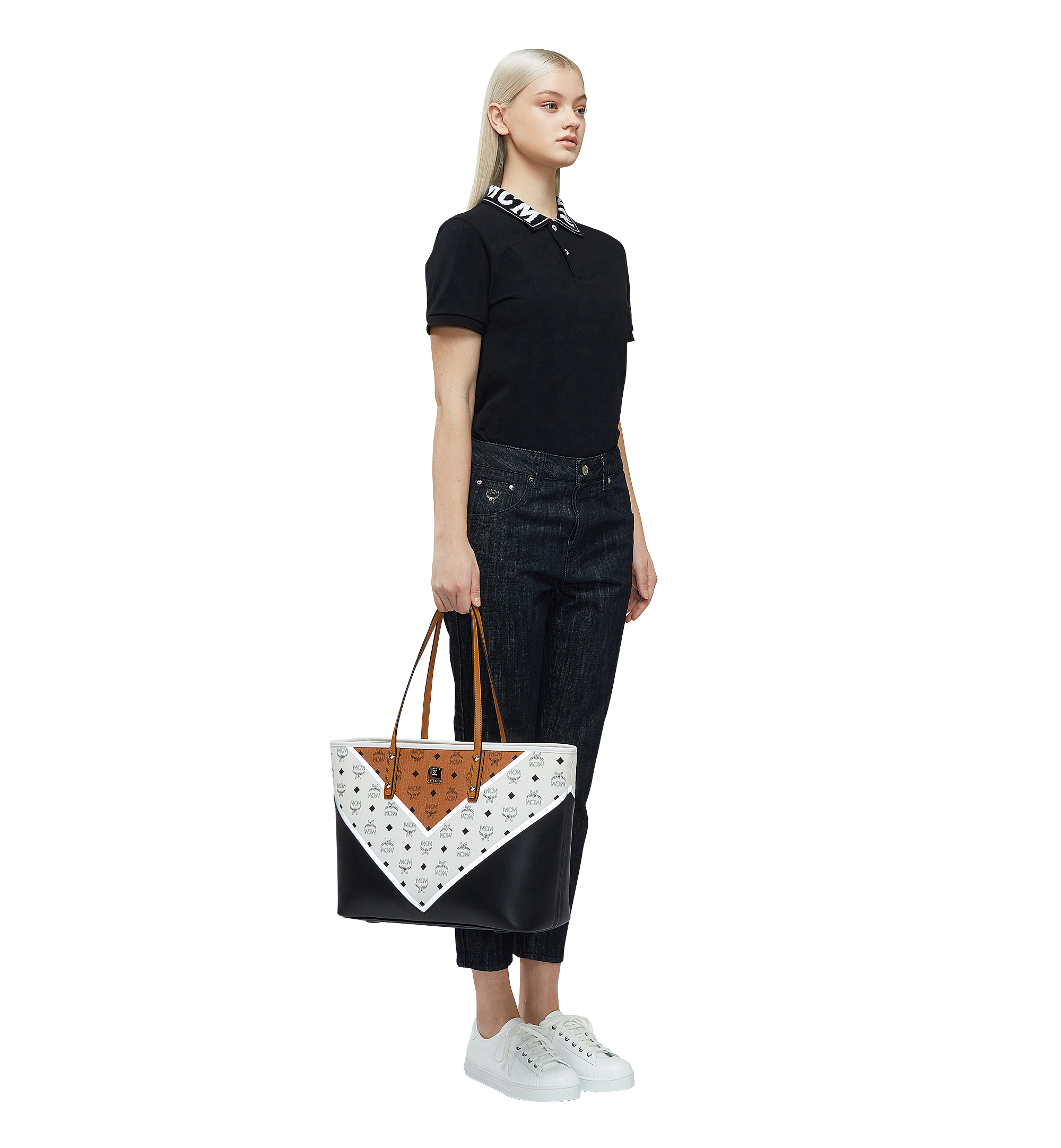 MCM Stark Shopper in Chevron Visetos Cognac MWP8SVE94CO001 Alternate View 5
